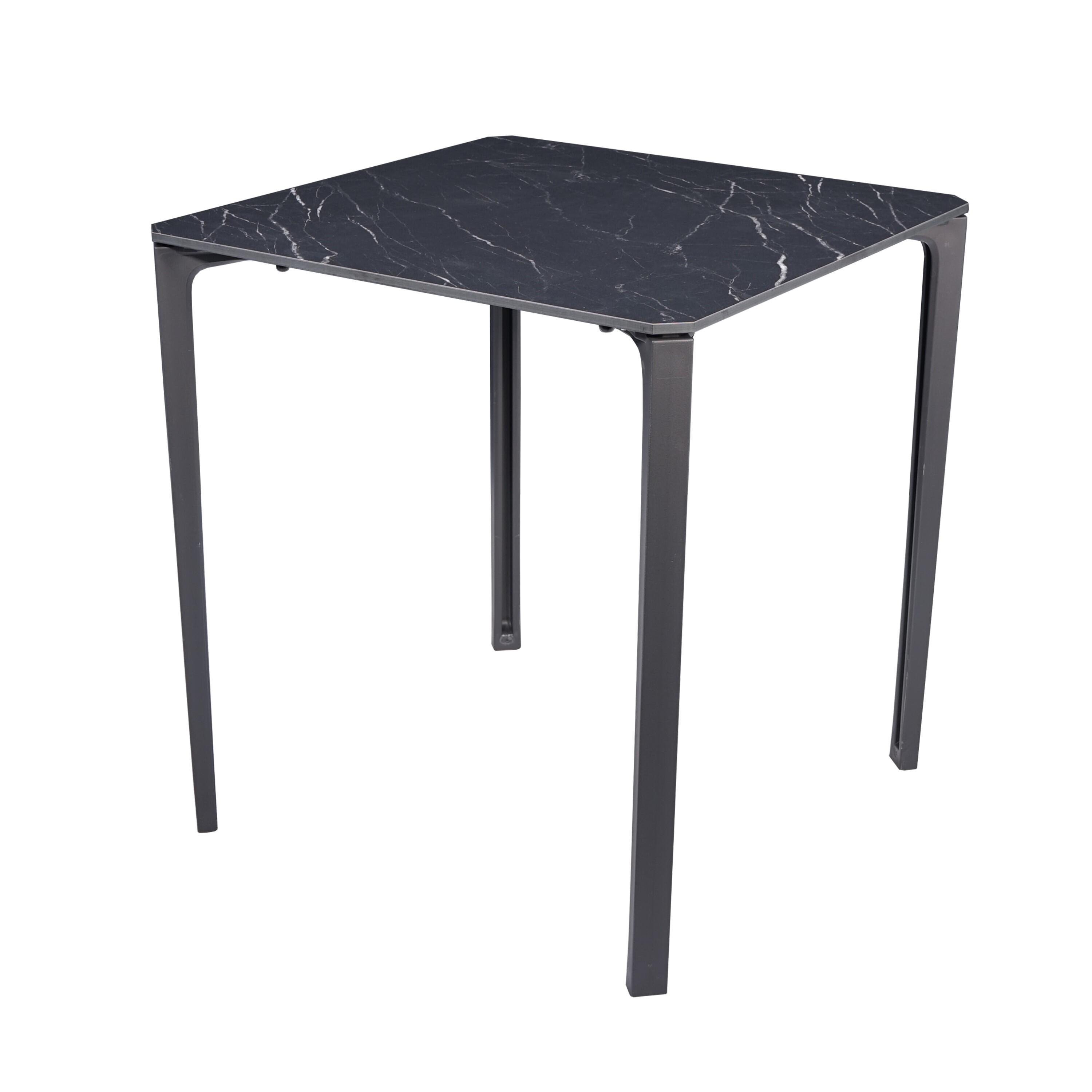 mesa de centro de jardin de aluminio horeca marmol negro negro de 68x73x68 cm