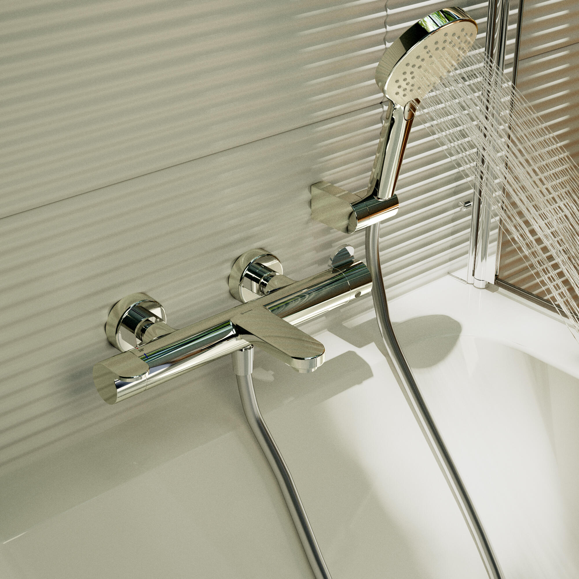 Alcachofa de ducha + flexo + soporte SENSEA Icone cromado con 3 funciones - 2