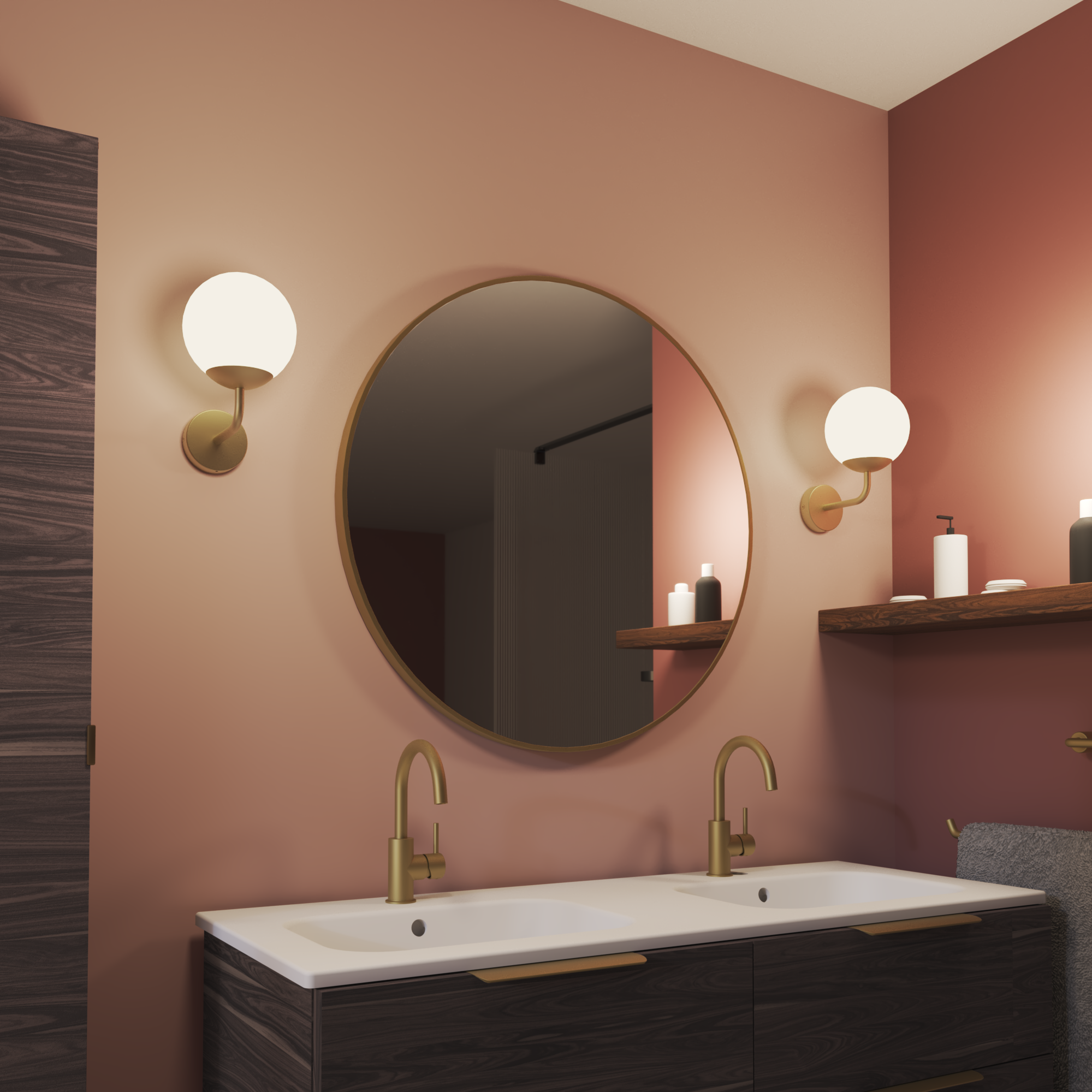 Applique salle de bain Dralo E14, laiton INSPIRE - 3