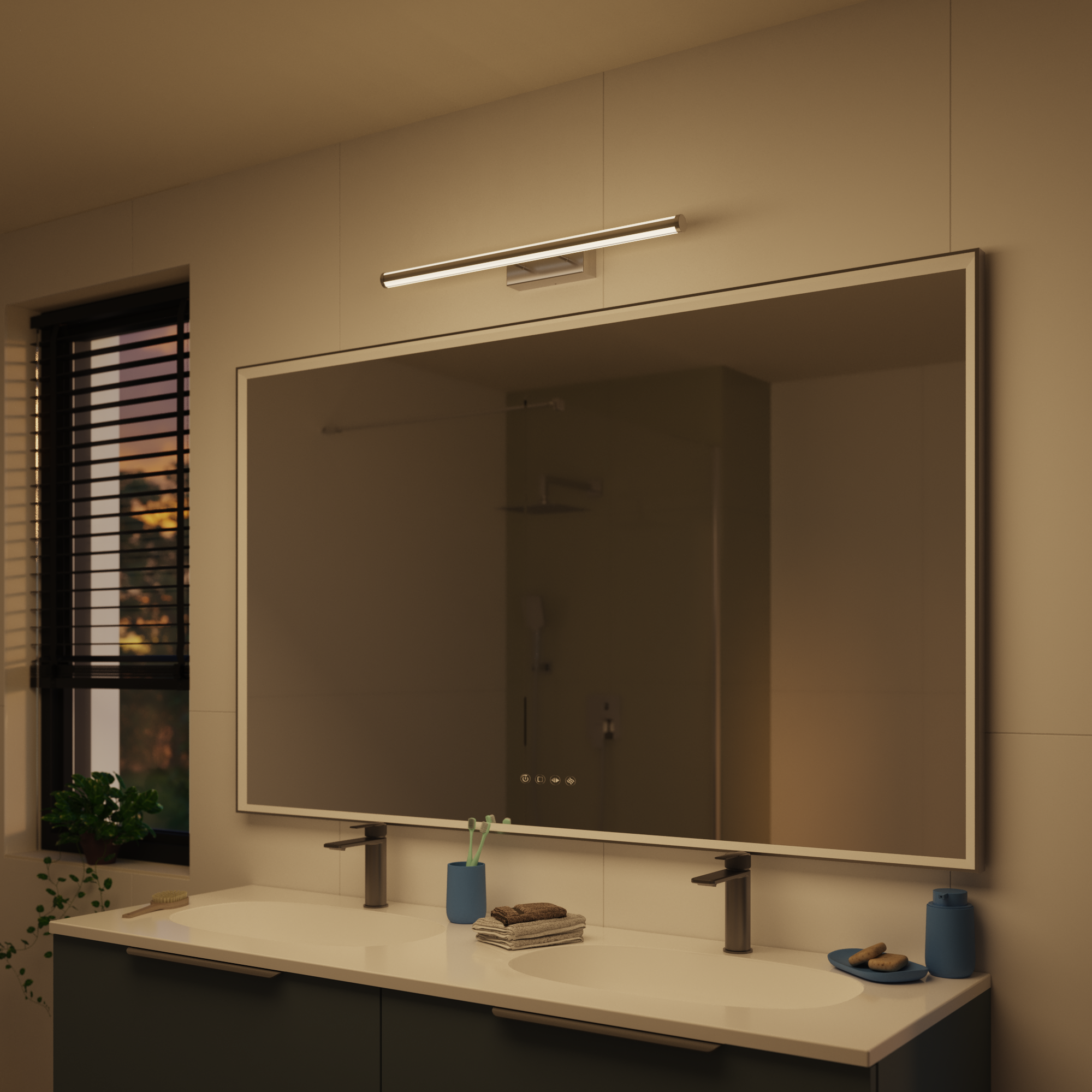 Kinkiet LED Gabri 2680 lm barwa od ciepłej do neutralnej 60 cm srebrna IP44 Inspire - 4