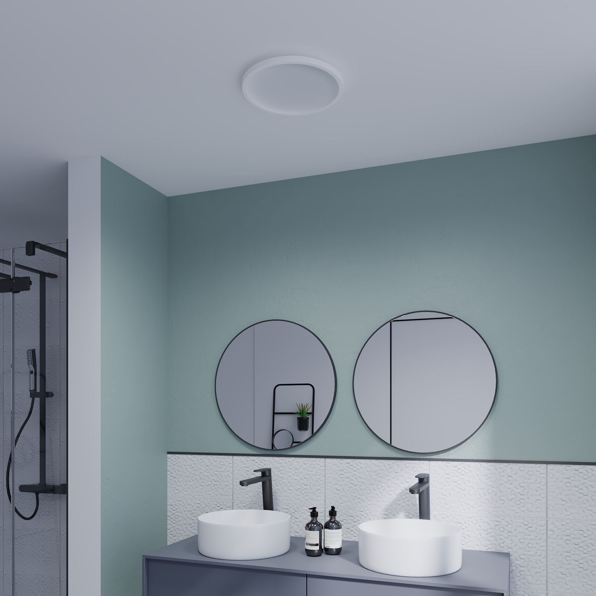 Plafonnier LED salle de bain Lano, D.29 cm 2300 lm blanc neutre, blanc INSPIRE - 6