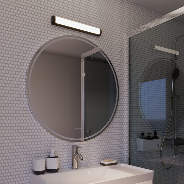 Applique LED salle de bain Flodu, L.40 cm, 840 Lm blanc neutre, noir INSPIRE