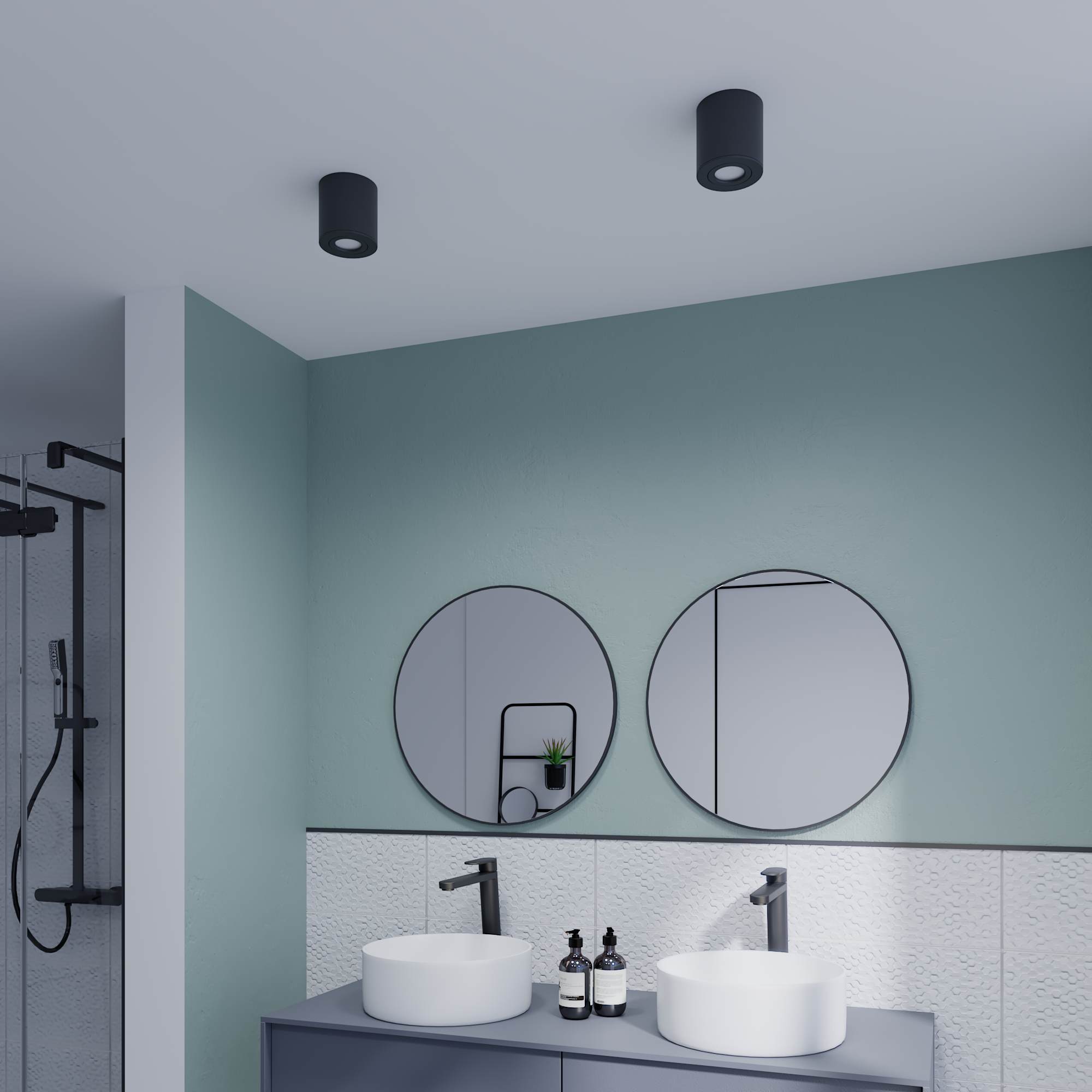 Spot à fixer GU10 H.9,6 cm, design noir, D.9.6 cm Losa INSPIRE - 3