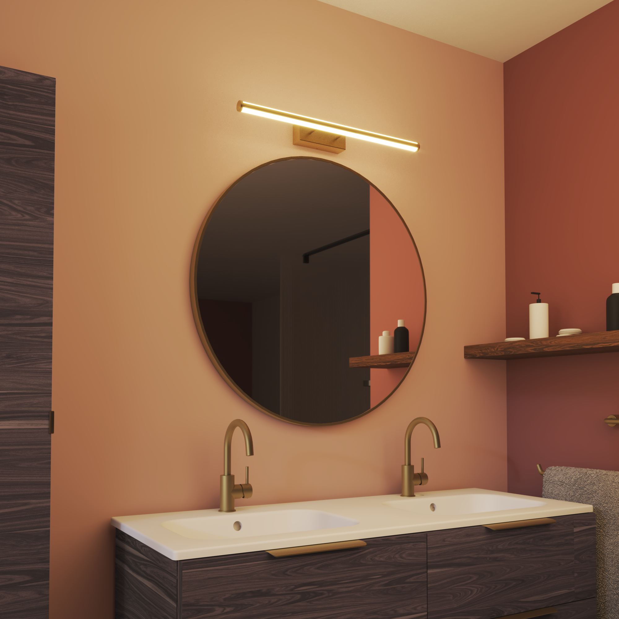 Applique LED salle de bain Gabri, L.60,8 cm blanc chaud / neutre, laiton INSPIRE - 3