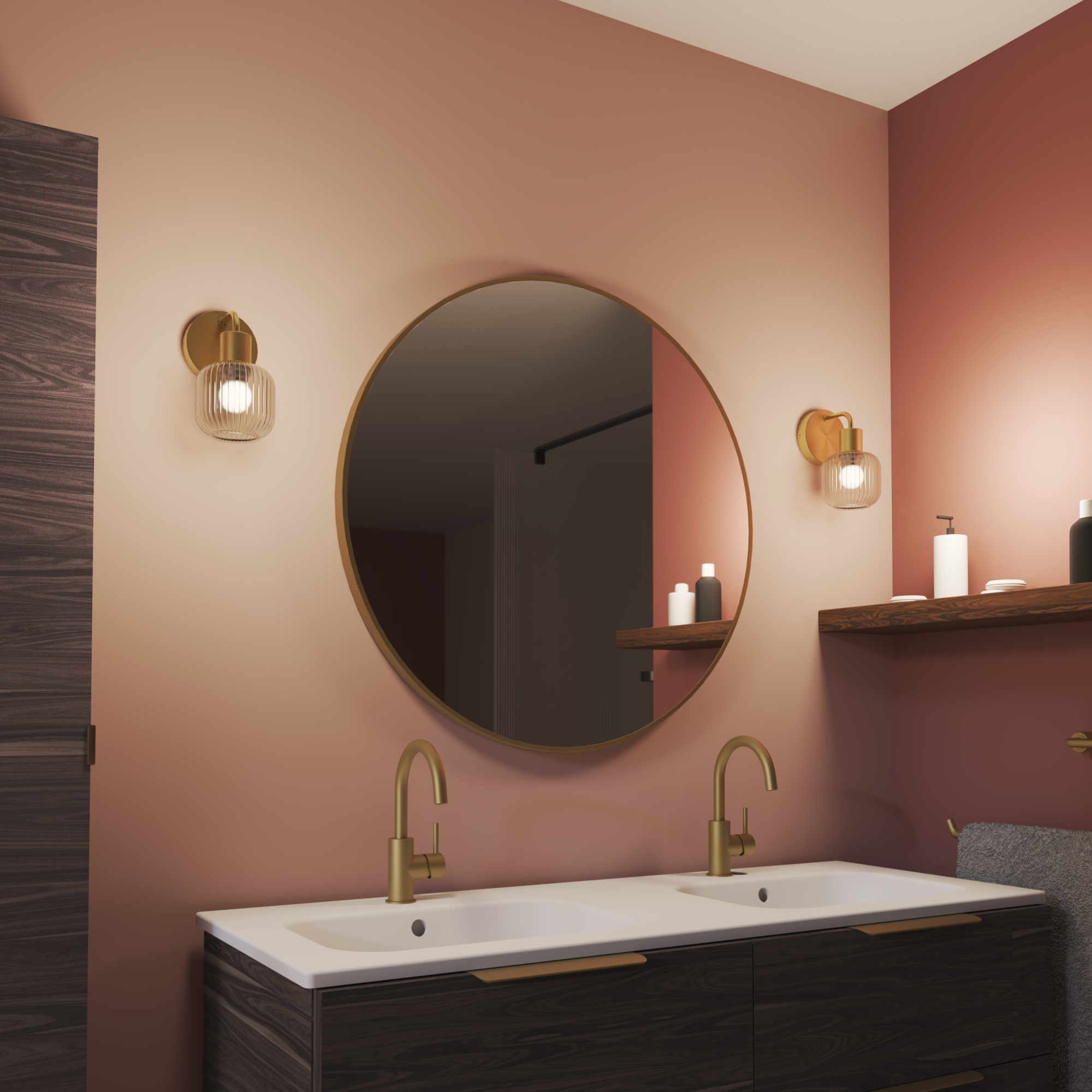 Applique Dipsy glamour ottone paralume trasparente IP44 E14 INSPIRE - 7