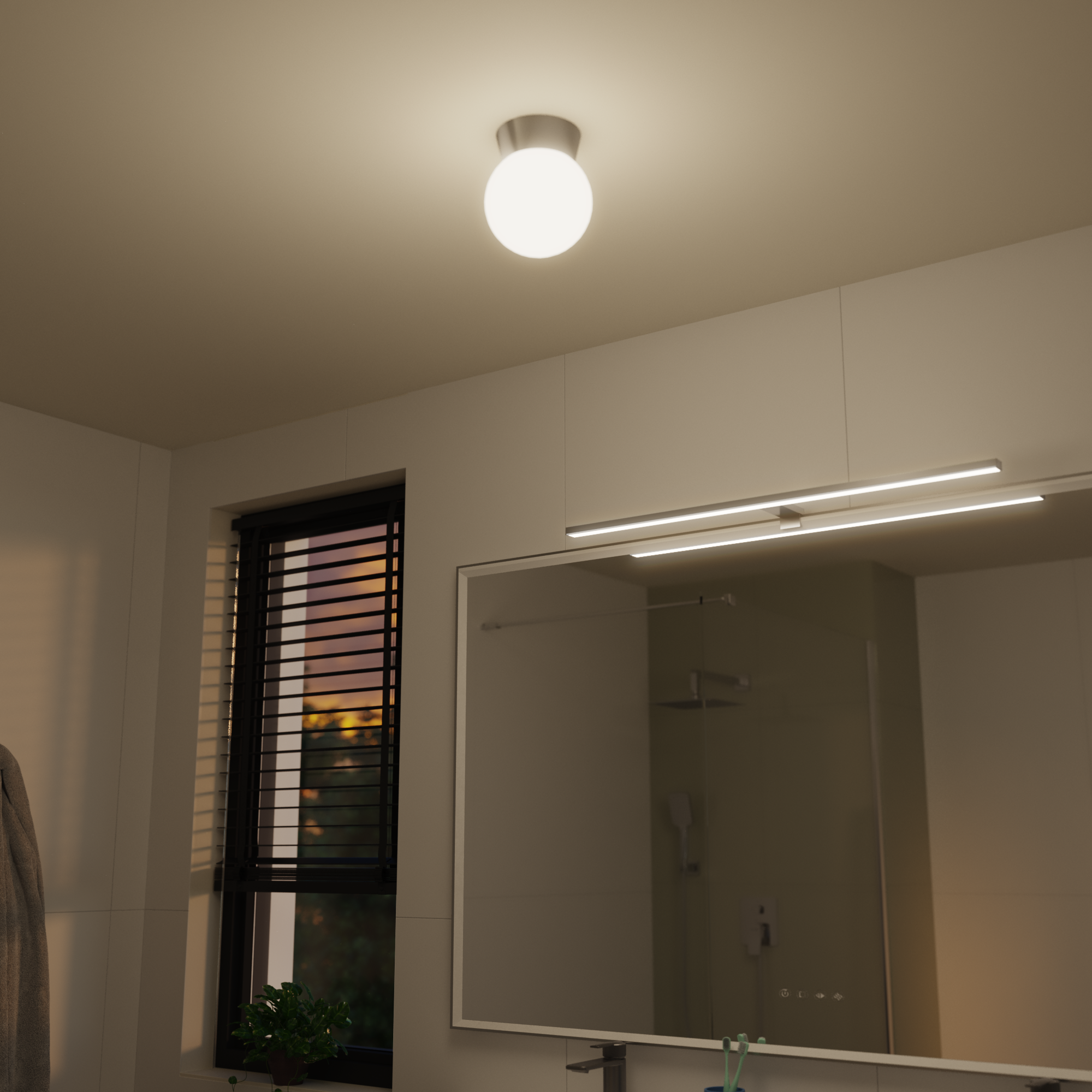 Plafonnier salle de bain Inti E27, D.15 cm, nickel INSPIRE - 3