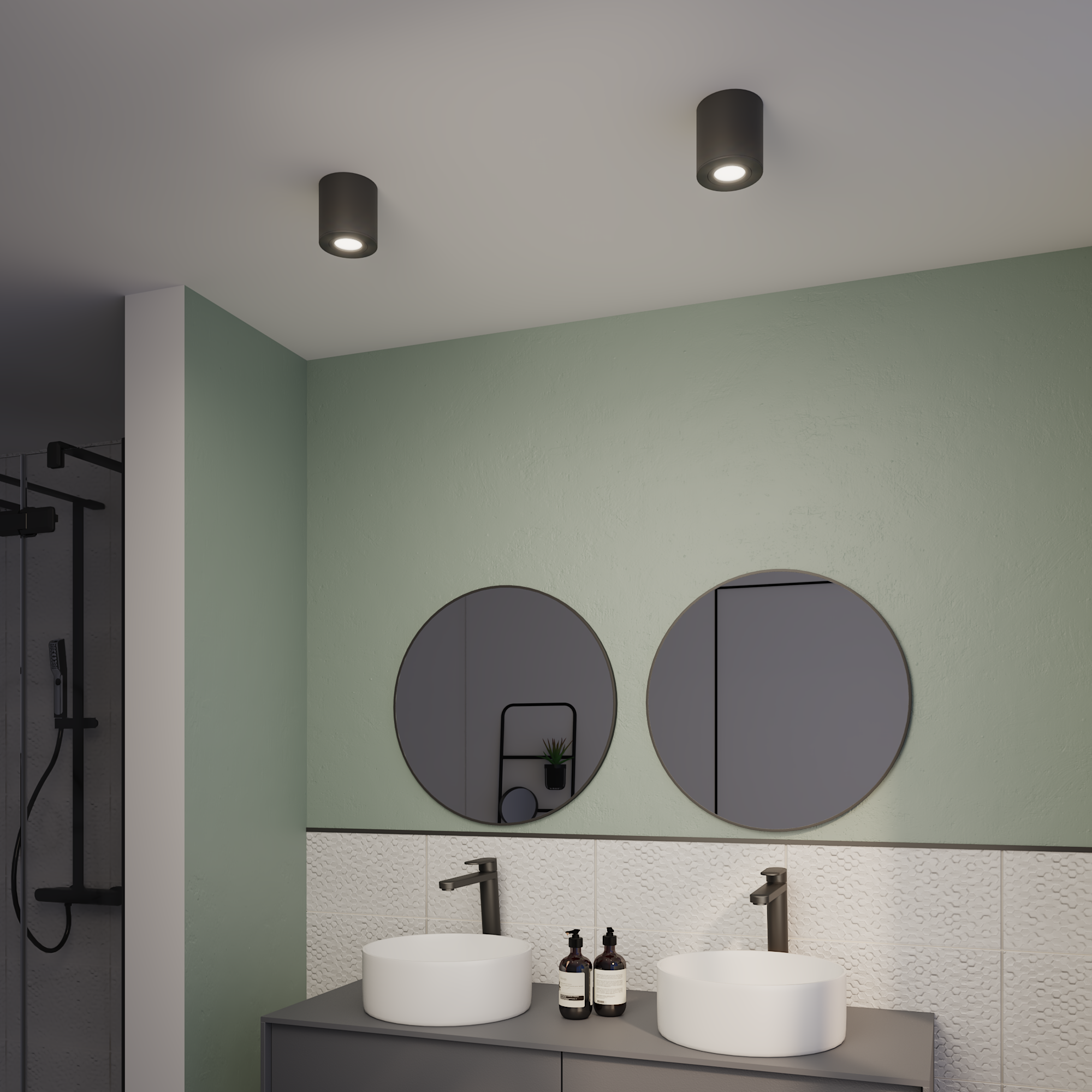 Spot à fixer GU10 H.9,6 cm, design noir, D.9.6 cm Losa INSPIRE - 2