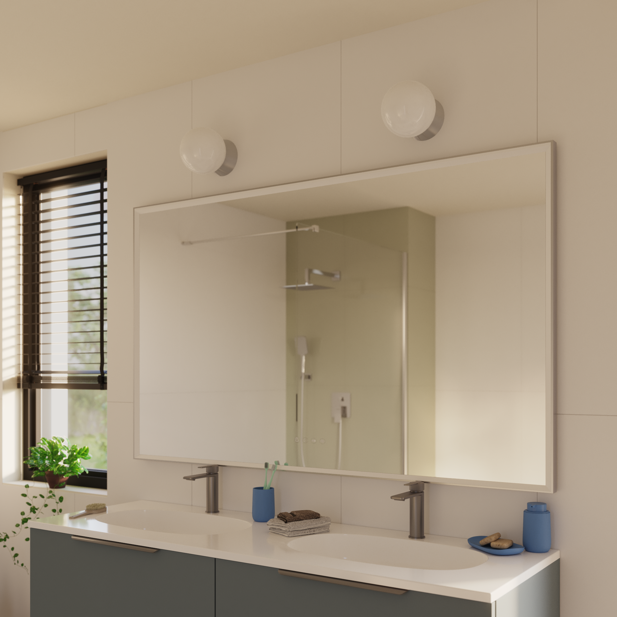 Plafonnier salle de bain Inti E27, D.15 cm, nickel INSPIRE - 7