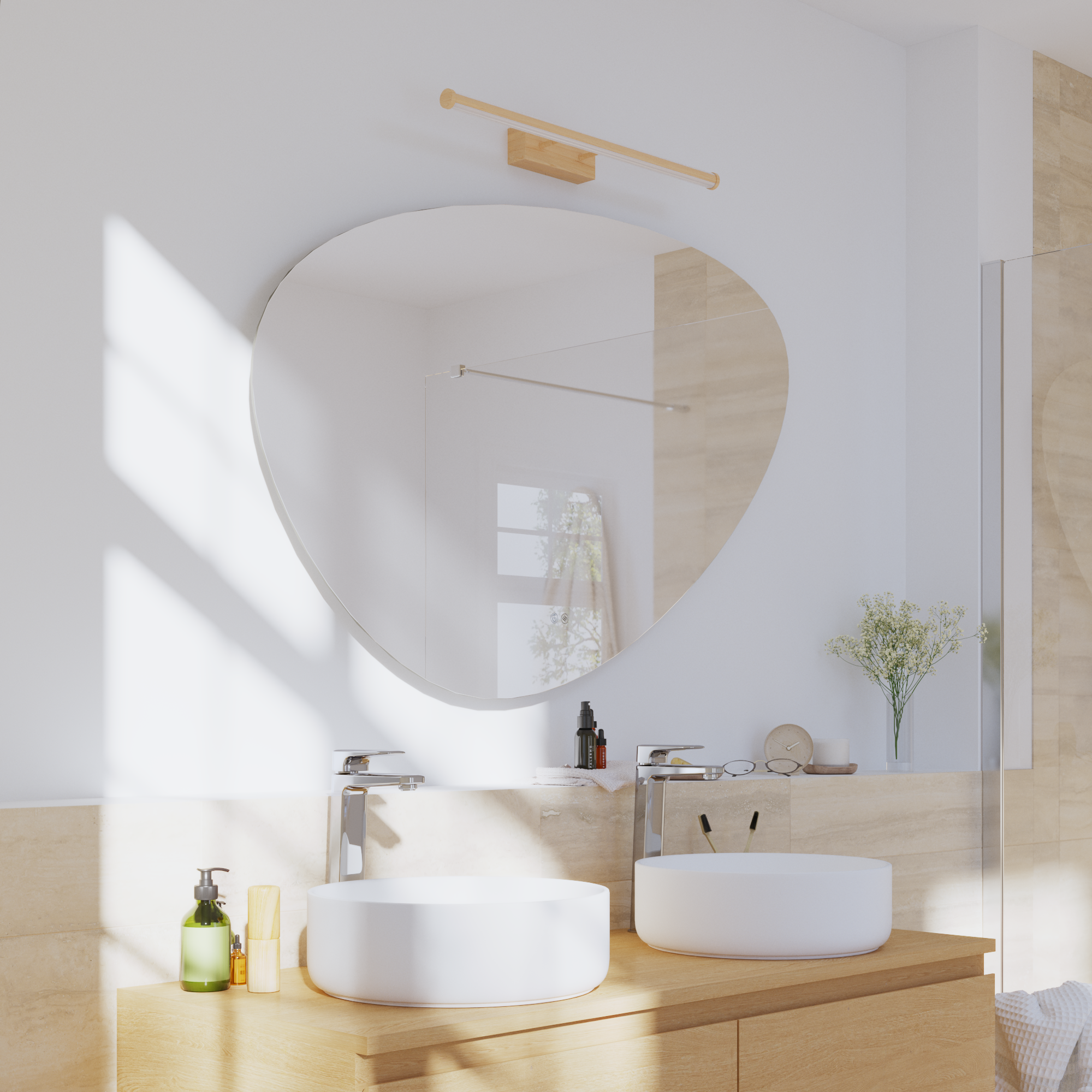 Applique LED salle de bain Gabri L.60,8cm,blanc chaud/neutre coloris bois INSPIR - 4