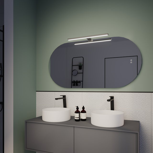 Applique LED salle de bain Slim, L.50 cm, blanc neutre, noir INSPIRE