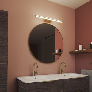 Applique LED salle de bain Gabri, L.60,8 cm blanc chaud / neutre, laiton INSPIRE