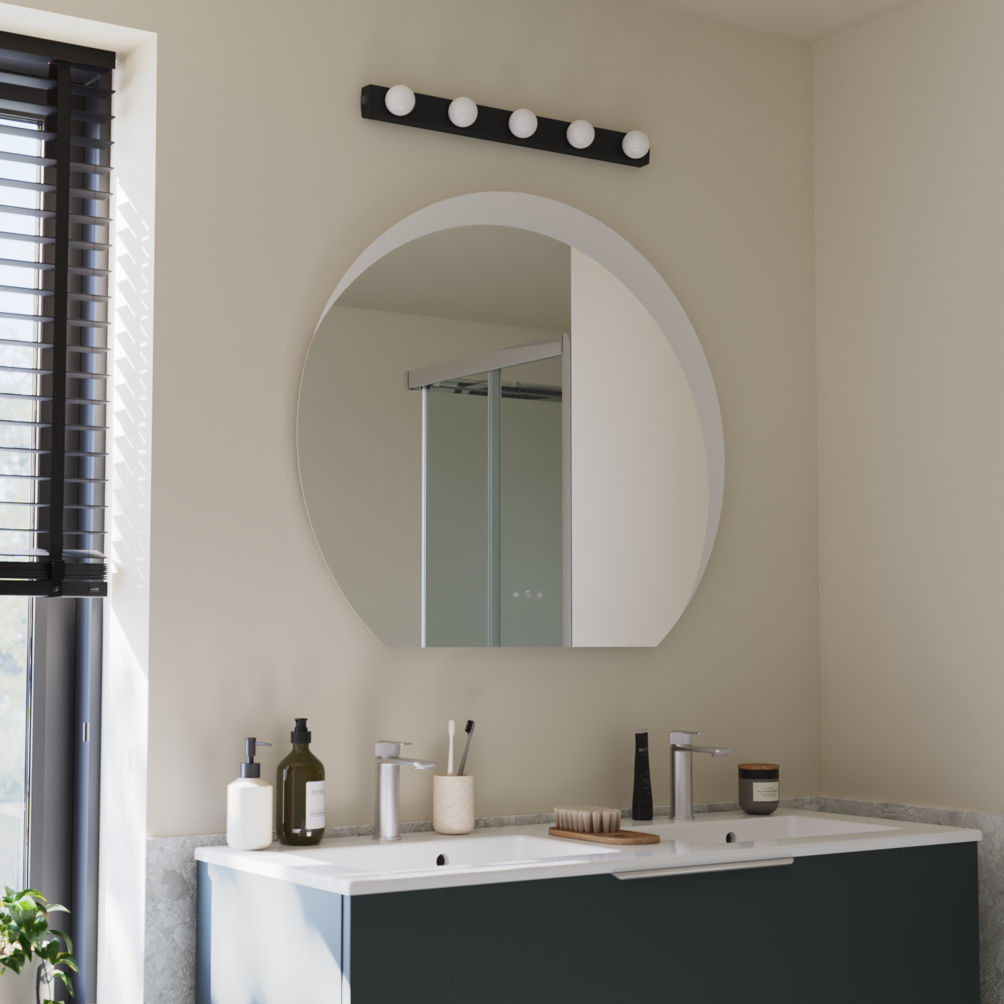 Applique LED salle de bain Lizzled L.60 cm, 5 boules, noir INSPIRE - 3