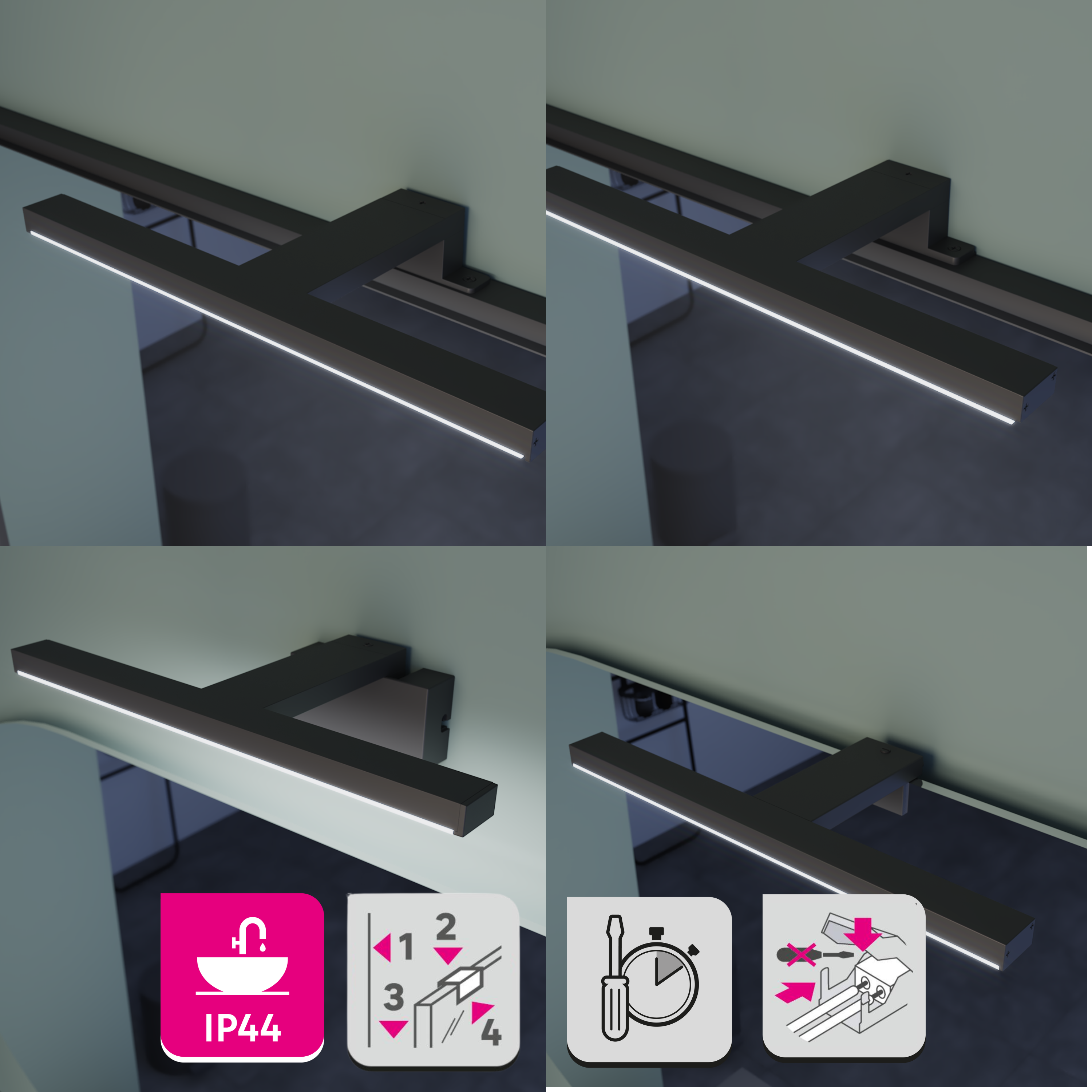 Kinkiet Slim czarny 80 cm IP44 LED Inspire - 3