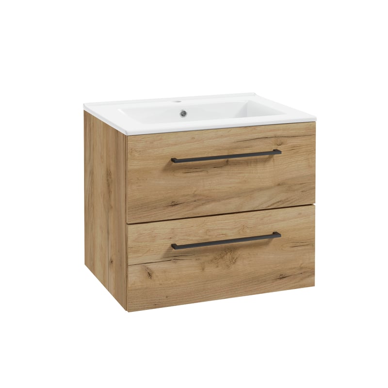 Szafka wisząca z umywalką zestaw Intenso Fresh 61x46 cm złoty dąb Sensea