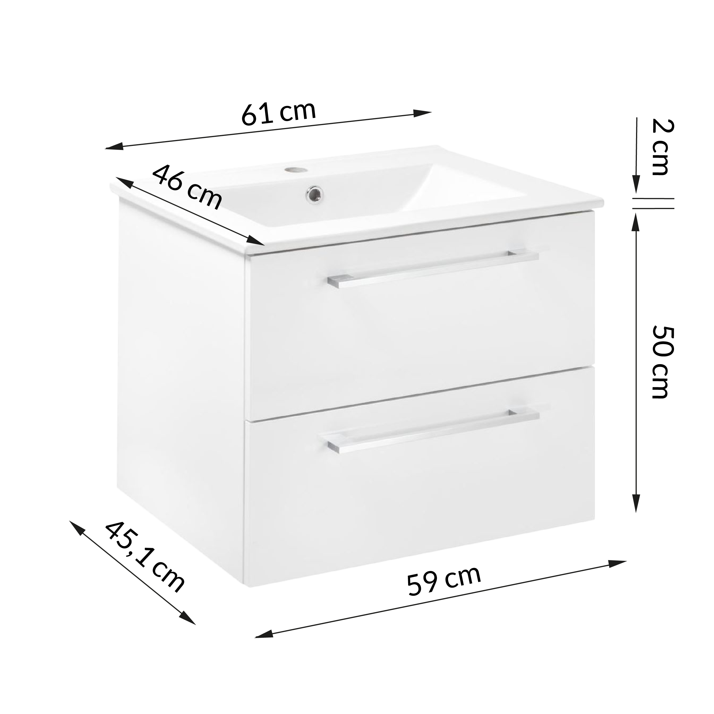 Szafka wisząca z umywalką zestaw Intenso Fresh 61x46 cm biały Sensea - 5