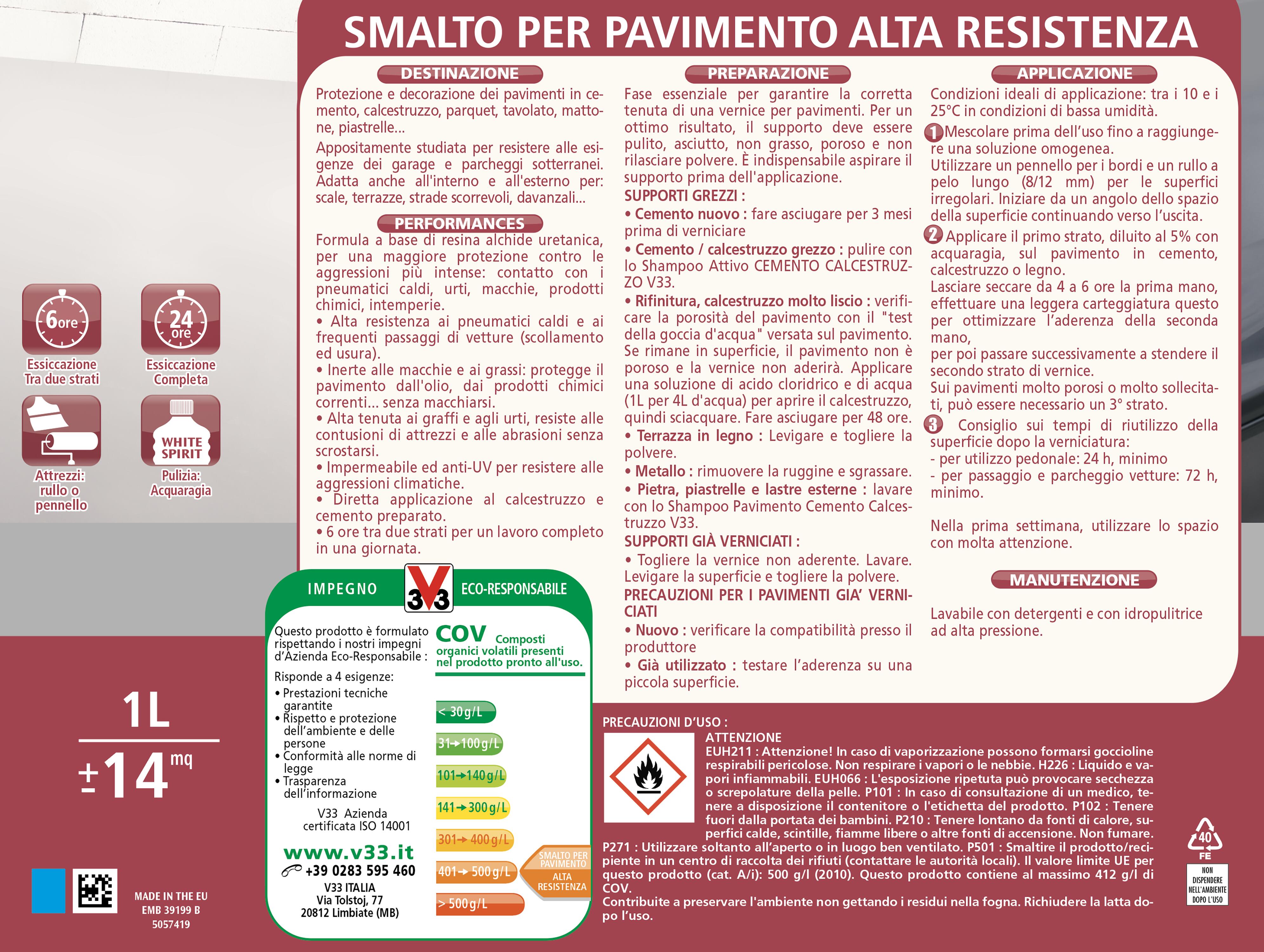 Smalto per pavimenti interni con solvente V33 grigio scuro lucido 0.5 L - 8