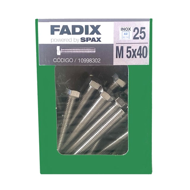 TORNILLOS MÉTRICA PARA METAL ACERO INOXIDABLE A2 5X40MM. 25UDS