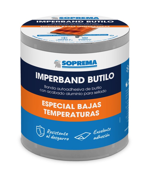 BANDA AUTOADHESIVA IMPERBAND BUTILO GRIS PIZARRA 15 CM 10 M