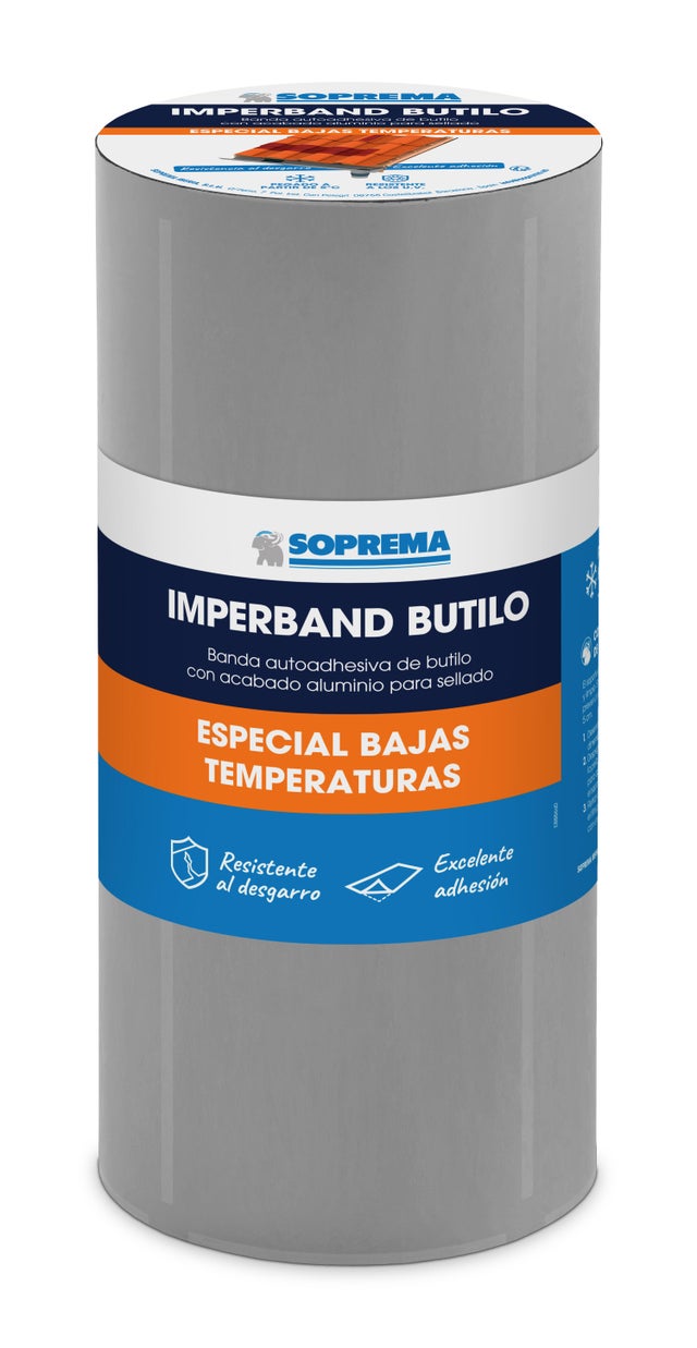 BANDA AUTOADHESIVA IMPERBAND BUTILO GRIS PIZARRA 30 CM 10 M
