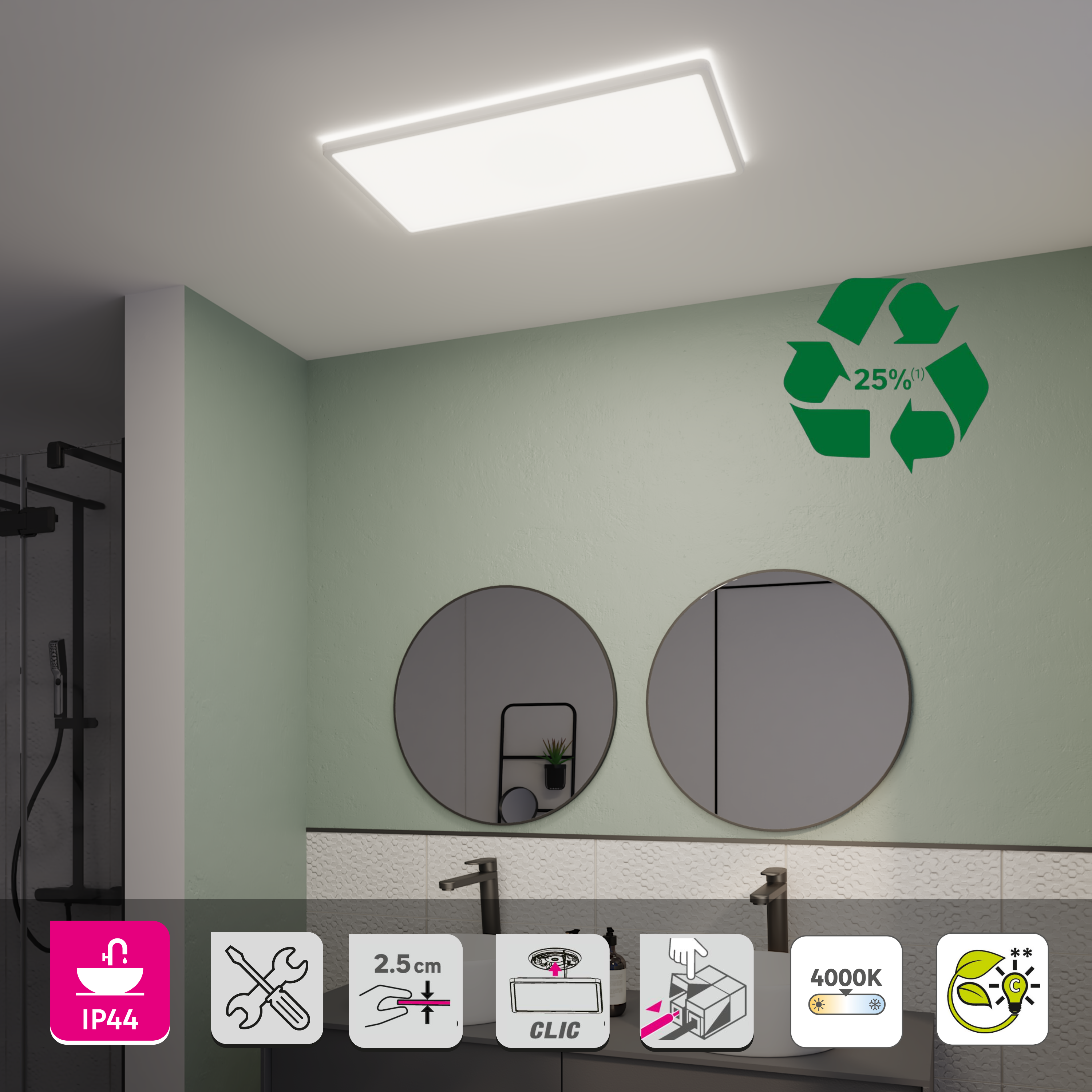 Plafón LED de exterior INSPIRE Lano 3400 lm blanco neutro 30 cm - 4