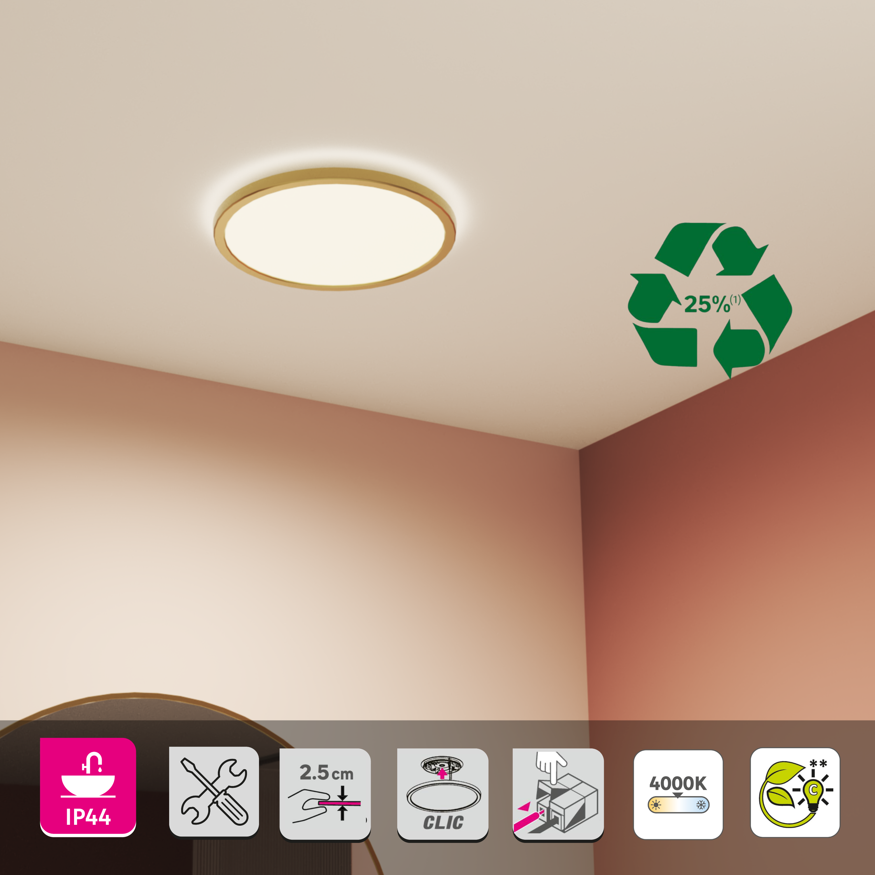 Plafón  INSPIRE Módulo LED 1700 lm dorado 29 cm blanco - 6