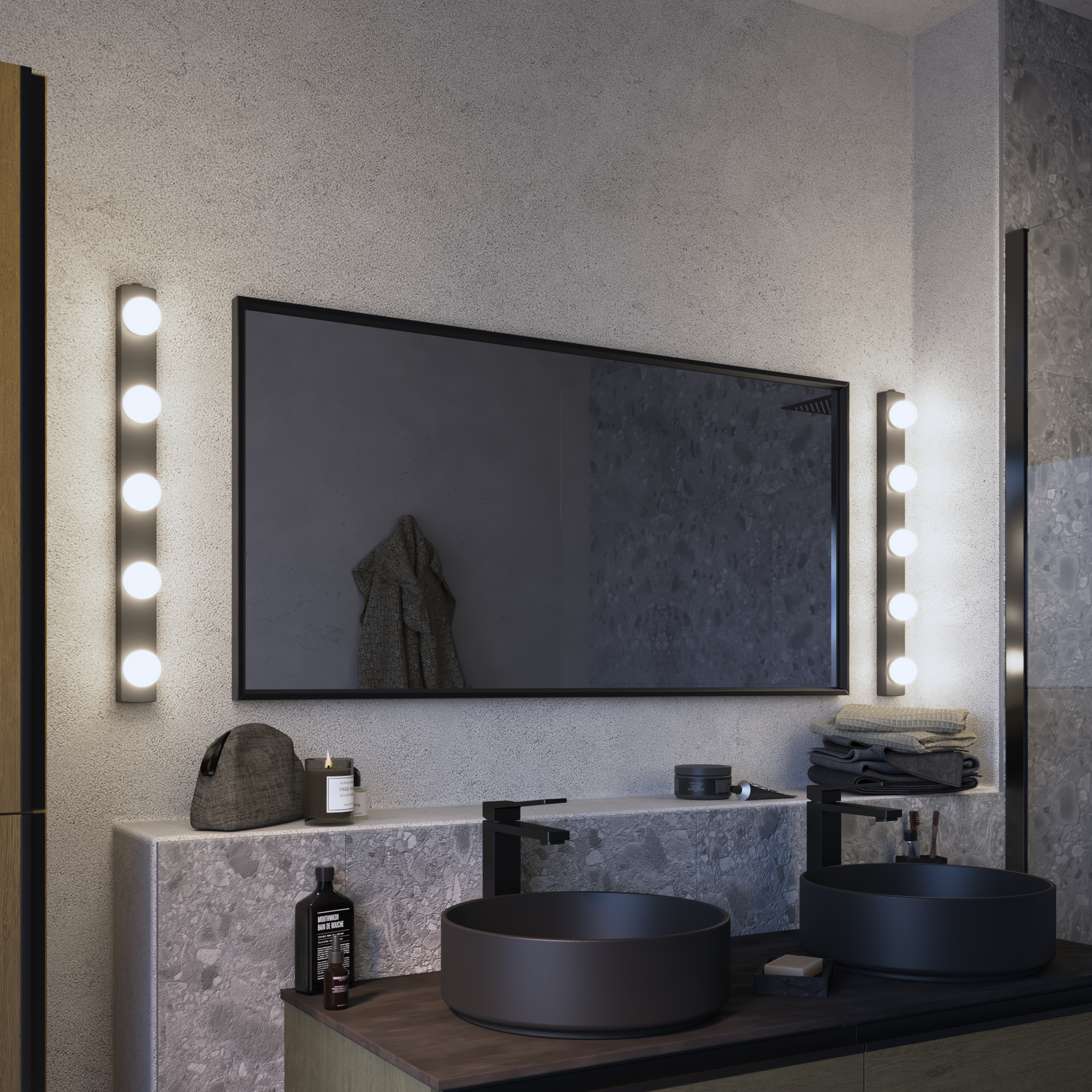 Applique LED salle de bain Lizzled L.60 cm, 5 boules, noir INSPIRE - 4