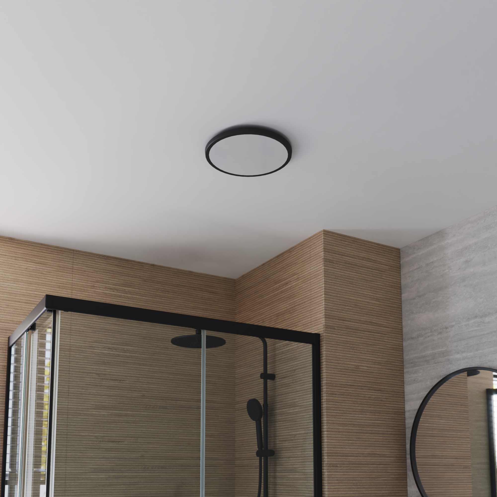 Plafonnier LED salle de bain Lano, D.29 cm 2300 lm blanc neutre, noir INSPIRE - 6