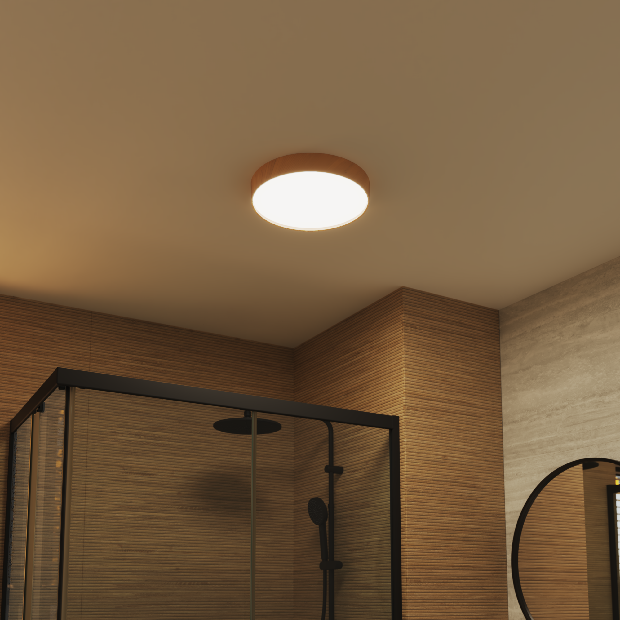 Plafonnier LED salle de bain Drema D.32, blanc chaud/neutre coloris bois INSPIRE - 5