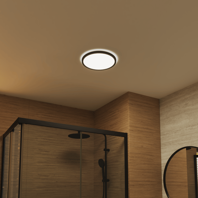 Plafonnier LED salle de bain Lano, D.29 cm 2300 lm blanc neutre, noir INSPIRE