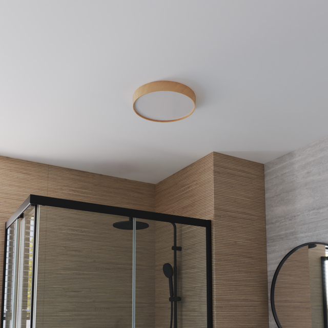 Plafón LED redondo marrón DREMA pantalla polipropileno 2500 lm 2 tonos de luz CCT (2700K-4000K) ø32 cm IP44
