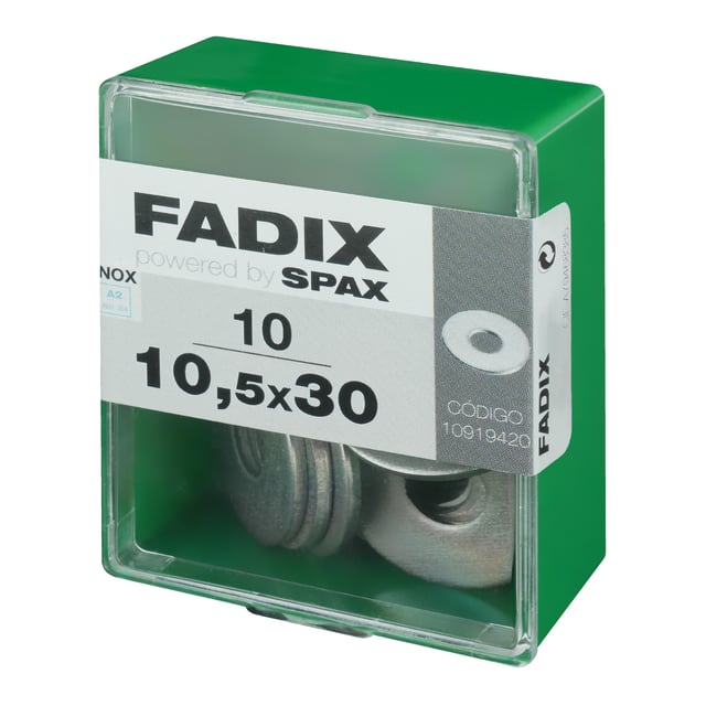 ARANDELA PLANA DIN 9021 ACERO INOXIDABLE M10. 10UDS