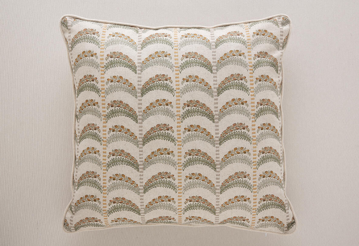 Cojín decorativo cuadrado Loreto Coord espigas algodón, lino natural sobre fondo crudo 50x50cm - 4