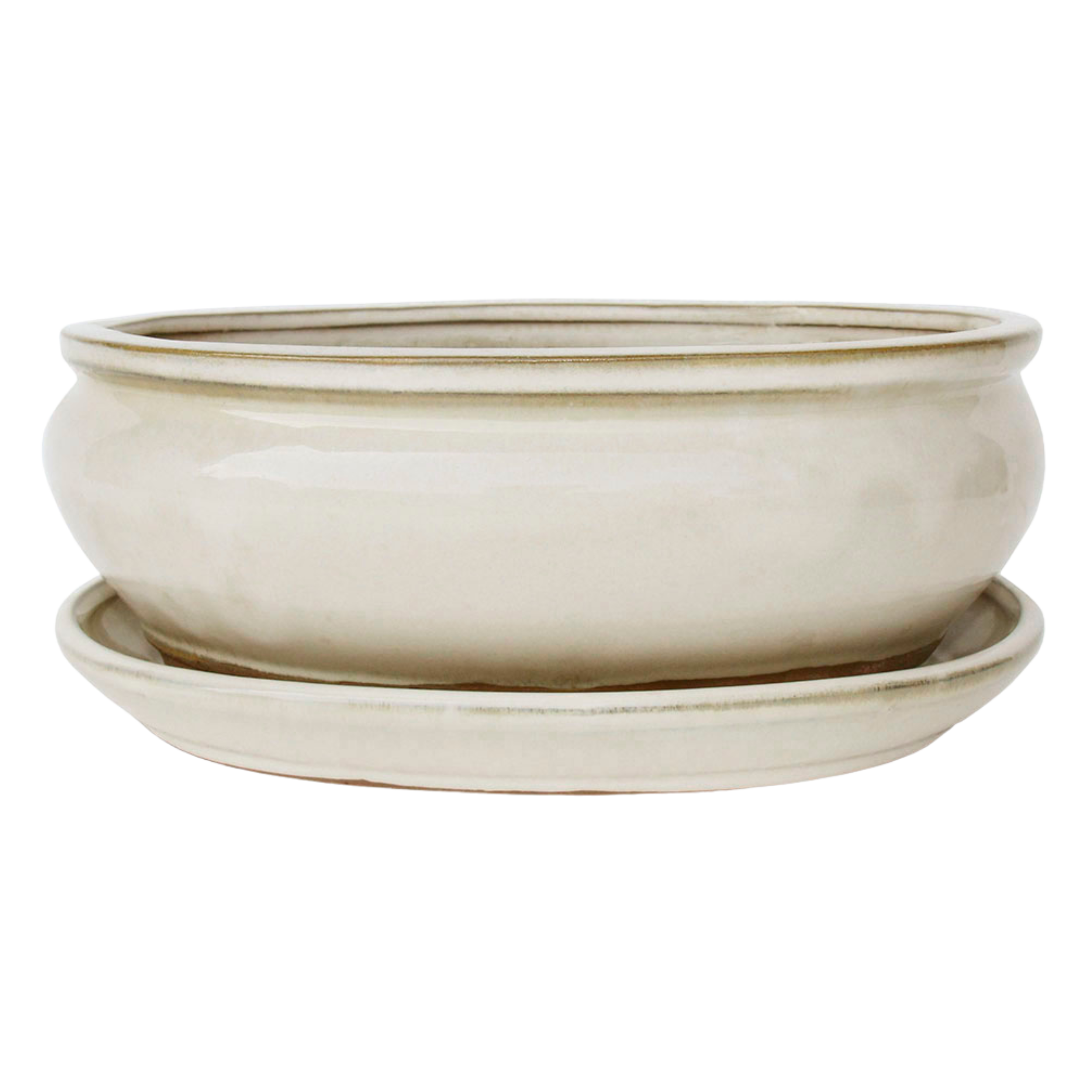 Donica do drzewka Bonsai ceramiczna z podstawką 21.2x16.5 cm beżowa Cermax