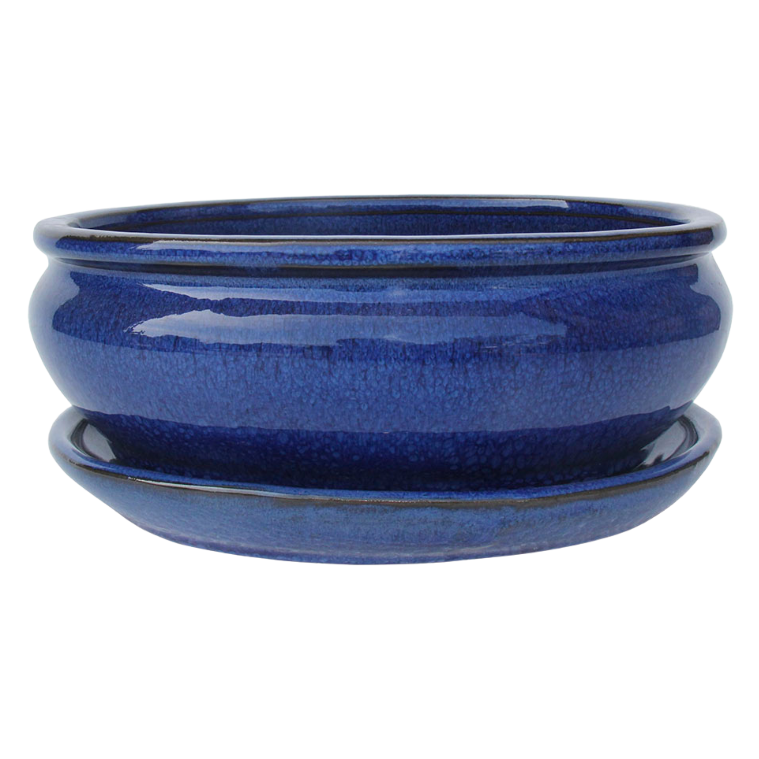 Donica do drzewka Bonsai ceramiczna z podstawką 21.2x16.5 cm niebieska Cermax