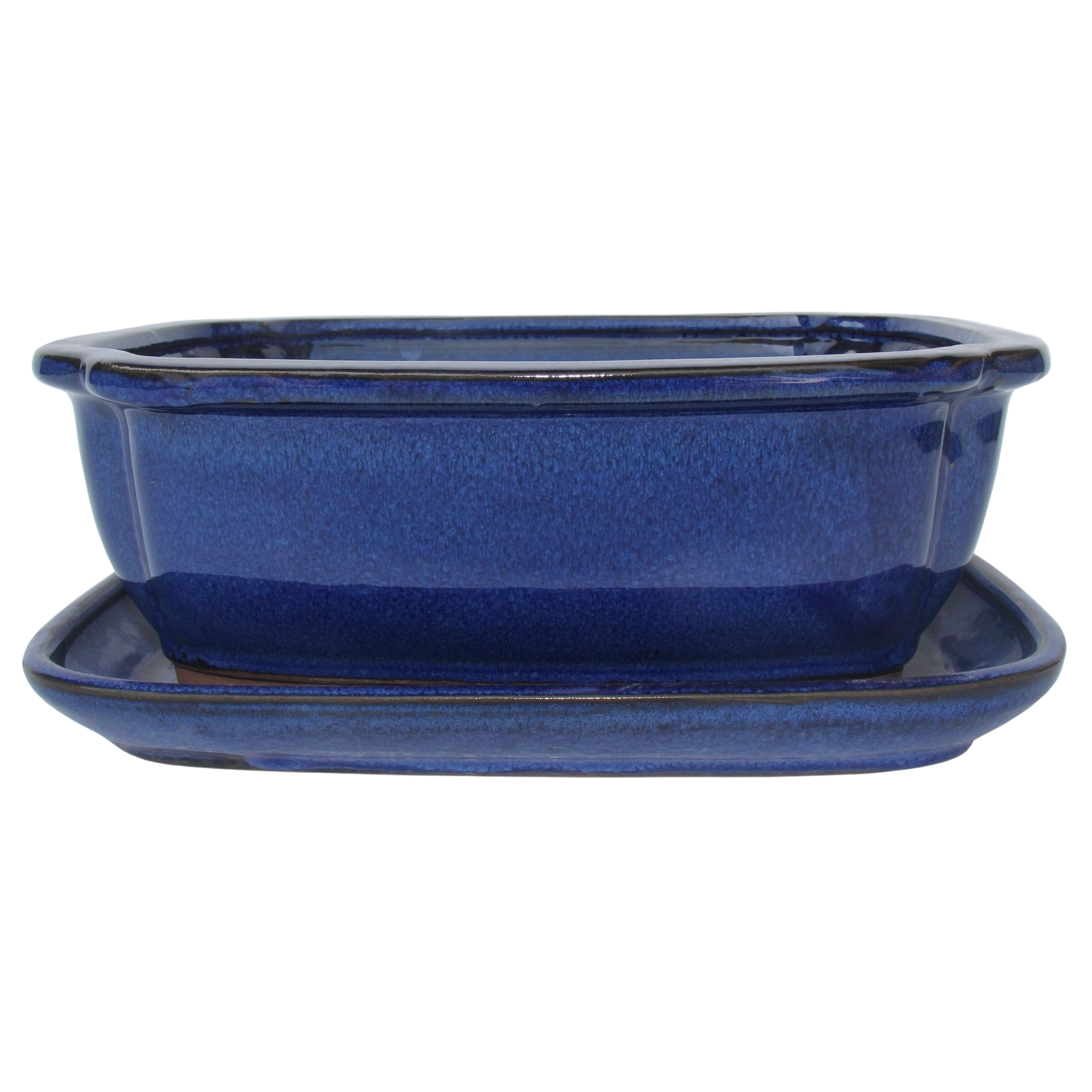 Donica do drzewka Bonsai ceramiczna z podstawką 26.2x21 cm niebieska Cermax