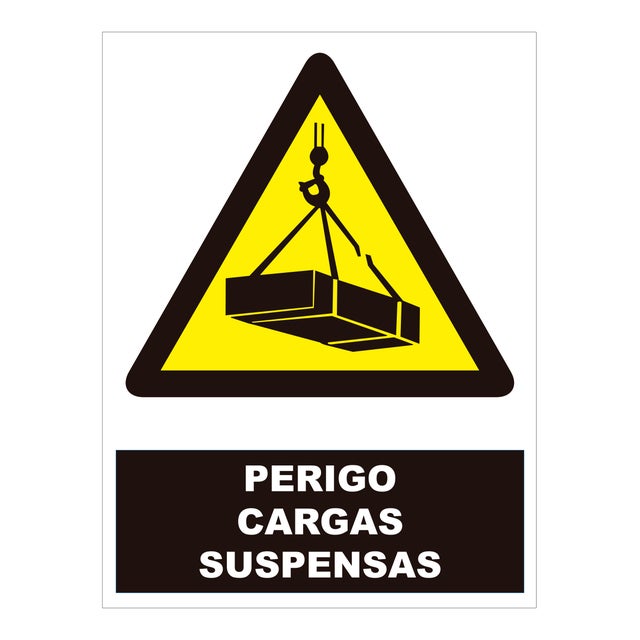 PLACA PERIGO CARGAS SUSPENSAS 150x200mm