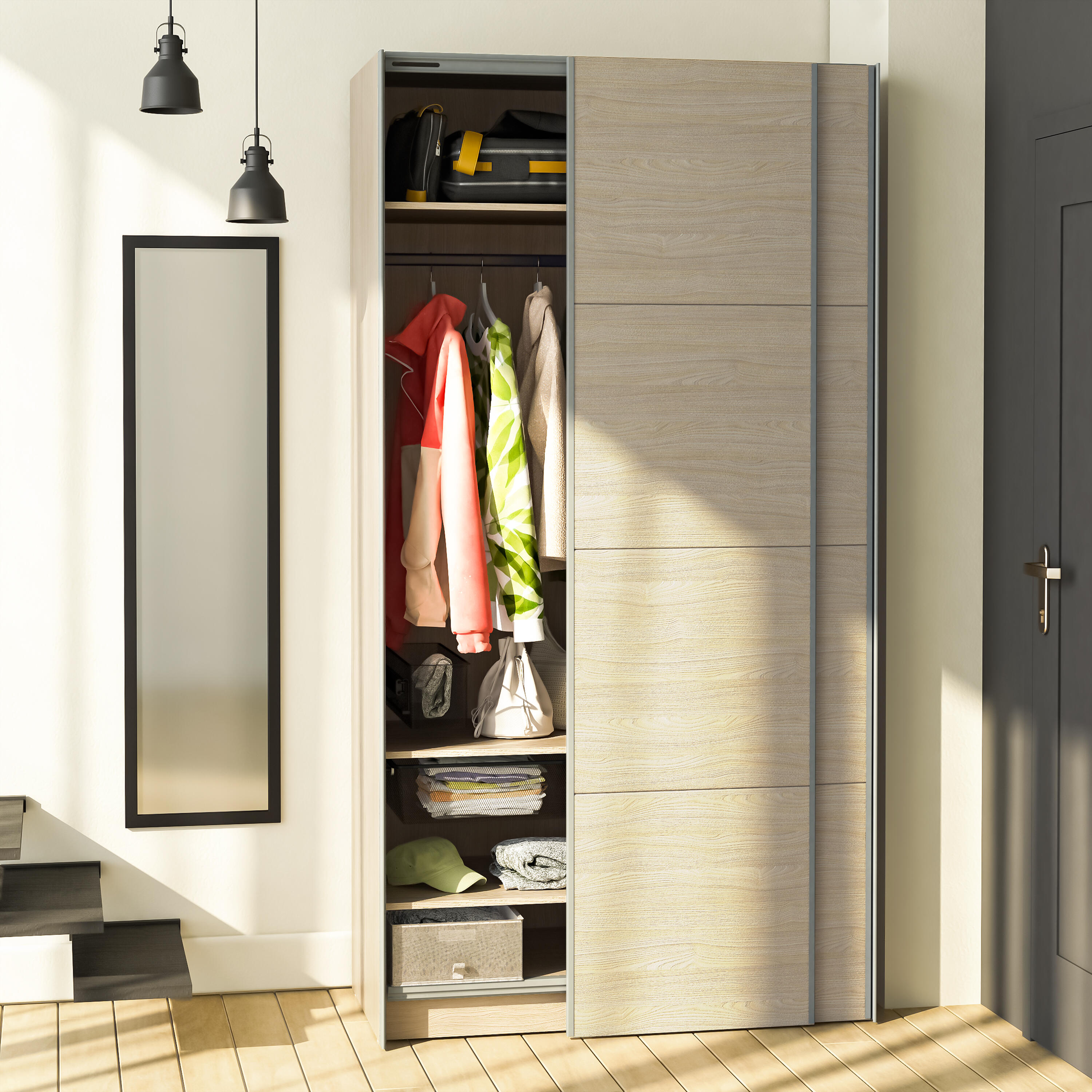 4 Paineis para porta de correr carvalho 230,4x80 cm Spaceo Evo'M Riga - 3