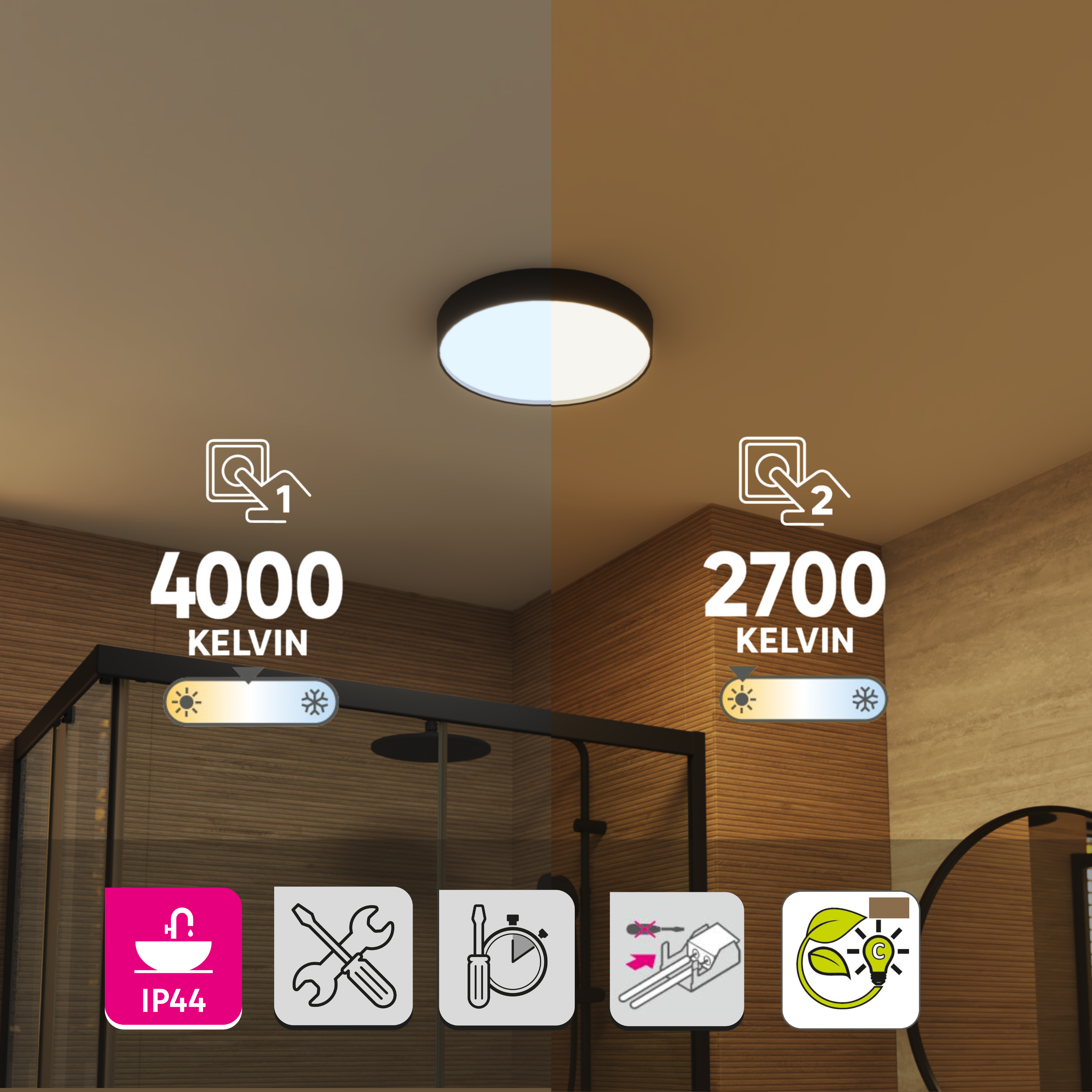 Plafon Drema czarny IP44 LED Inspire - 6