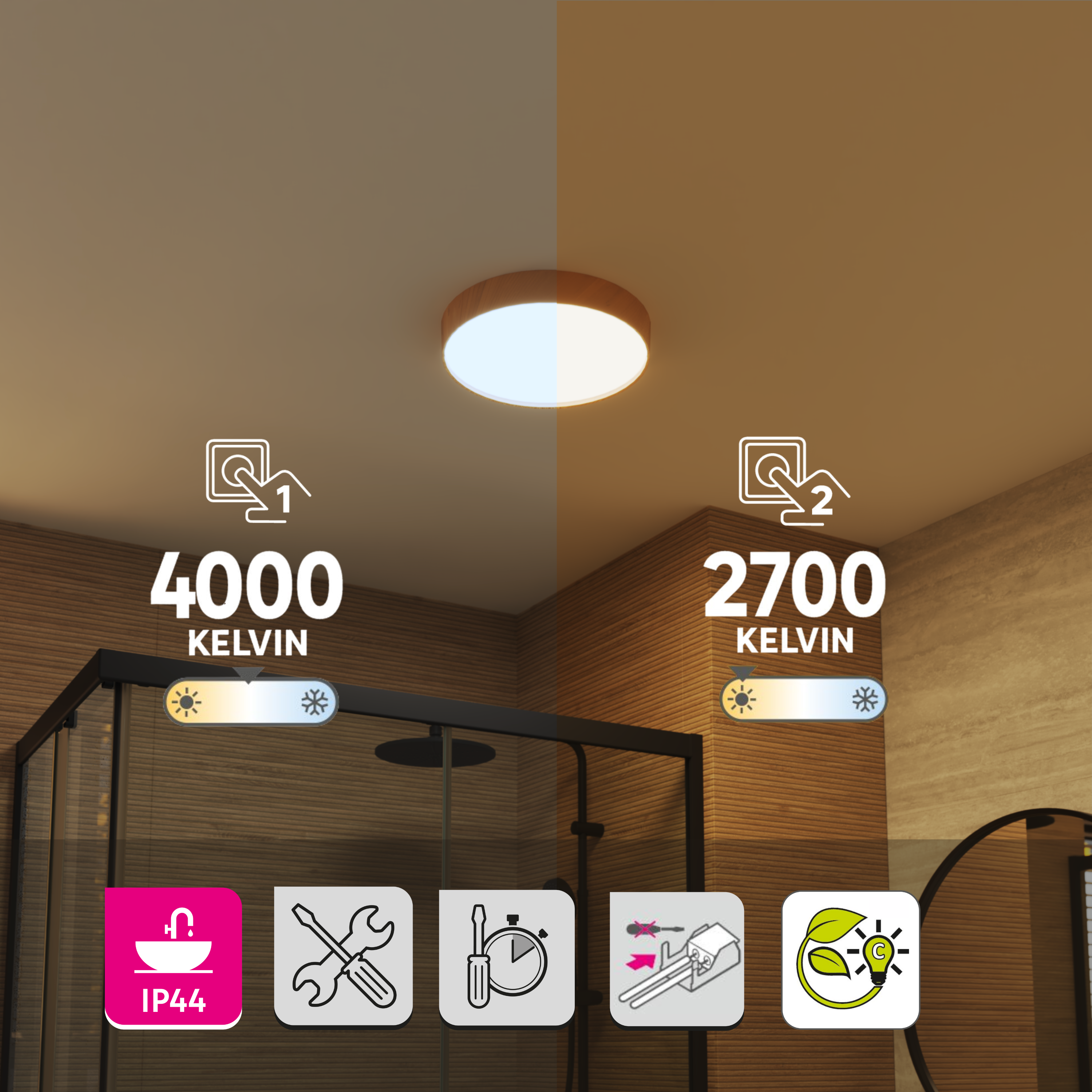 Plafon Drema drewno IP44 LED Inspire - 6