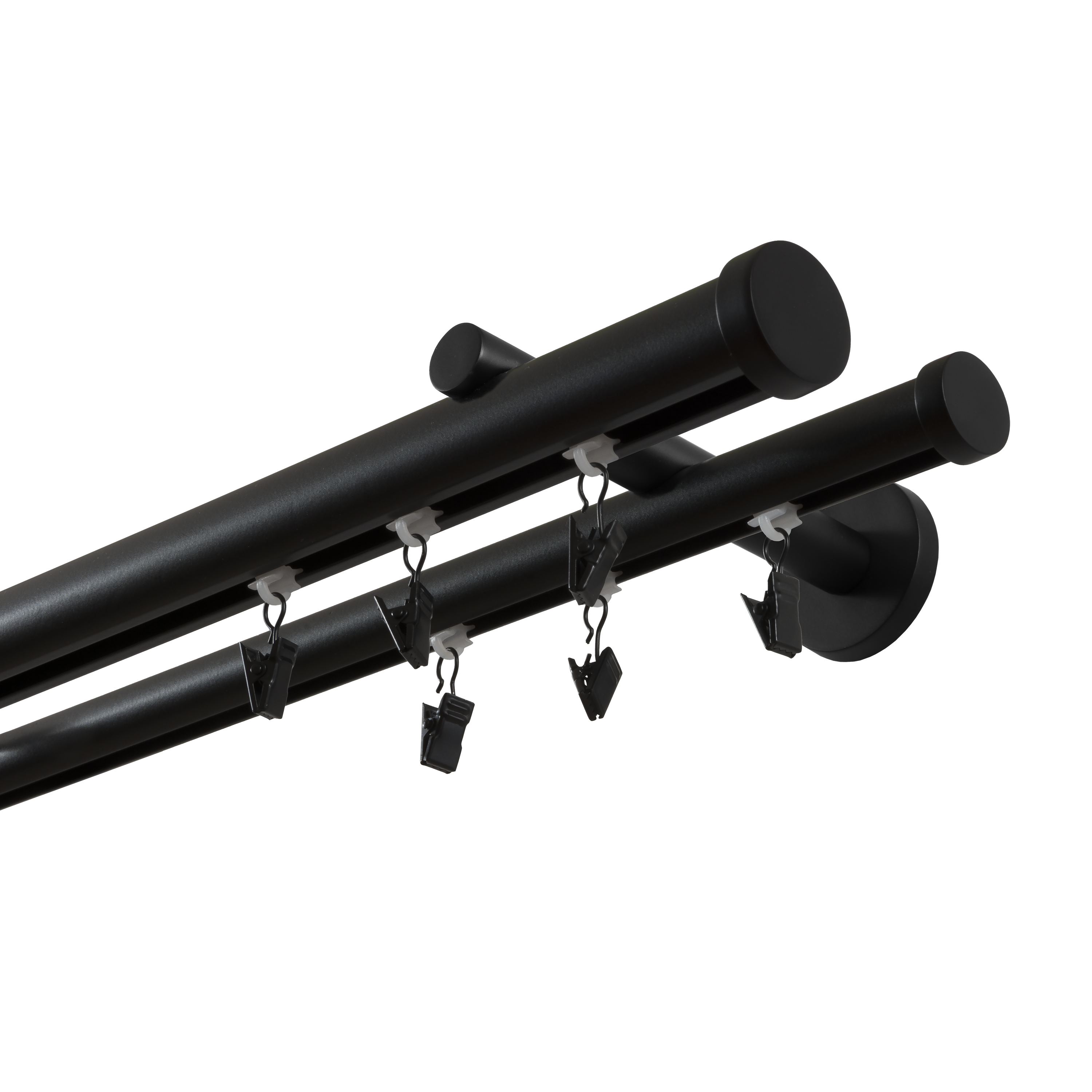 Karnisz podwójny w pełni przesuwny 150 cm czarny 20/28 mm