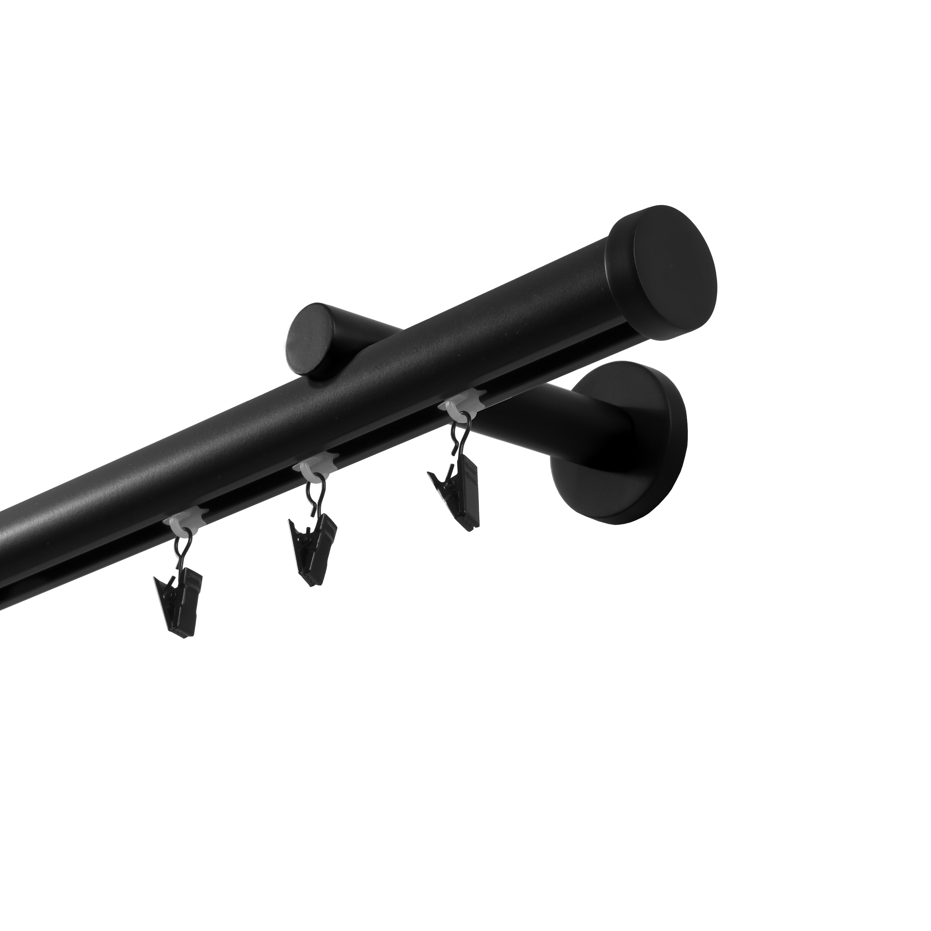 Karnisz sufitowy pojedynczy w pełni przesuwny 250 cm czarny 28 mm