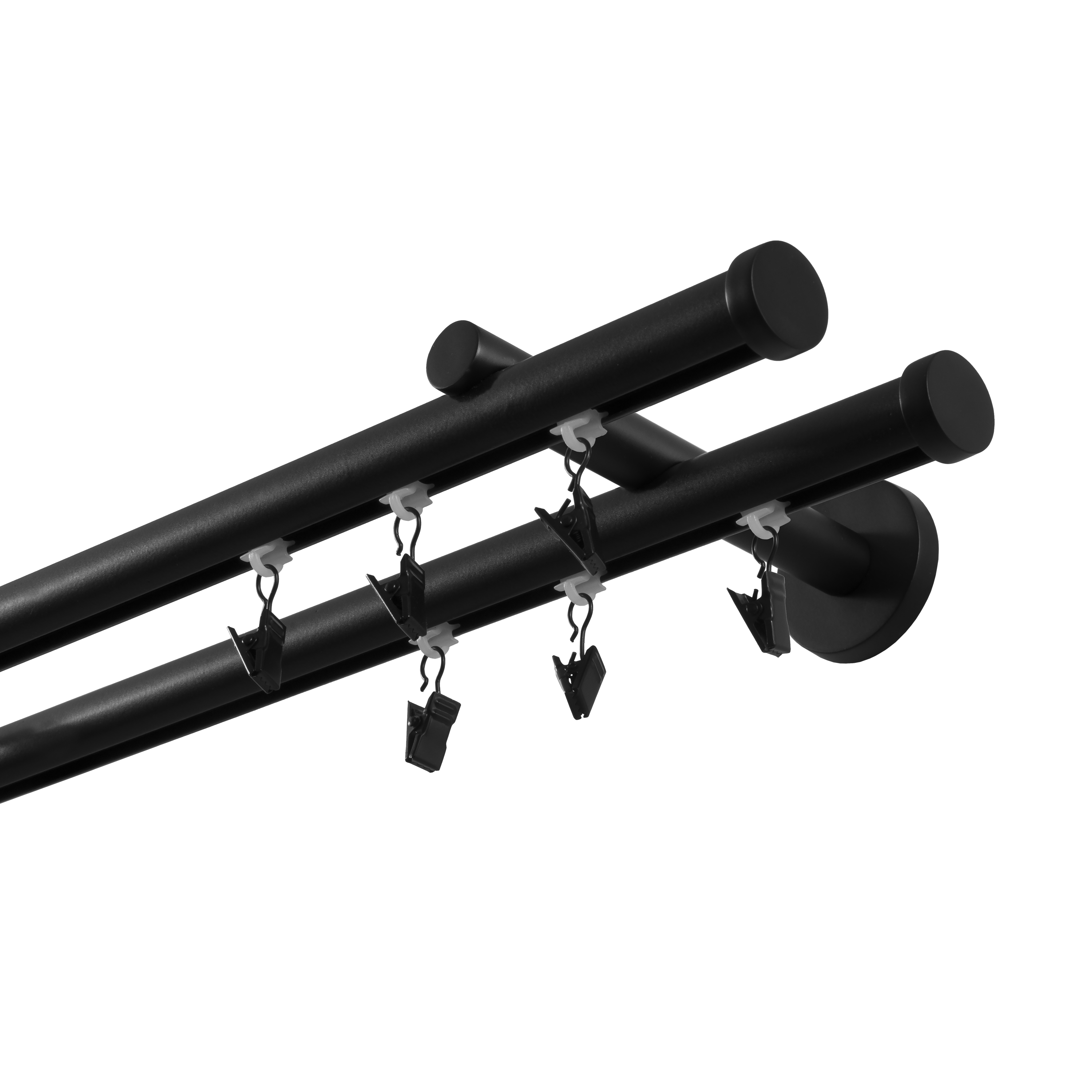 Karnisz podwójny w pełni przesuwny 250 cm czarny 20 mm