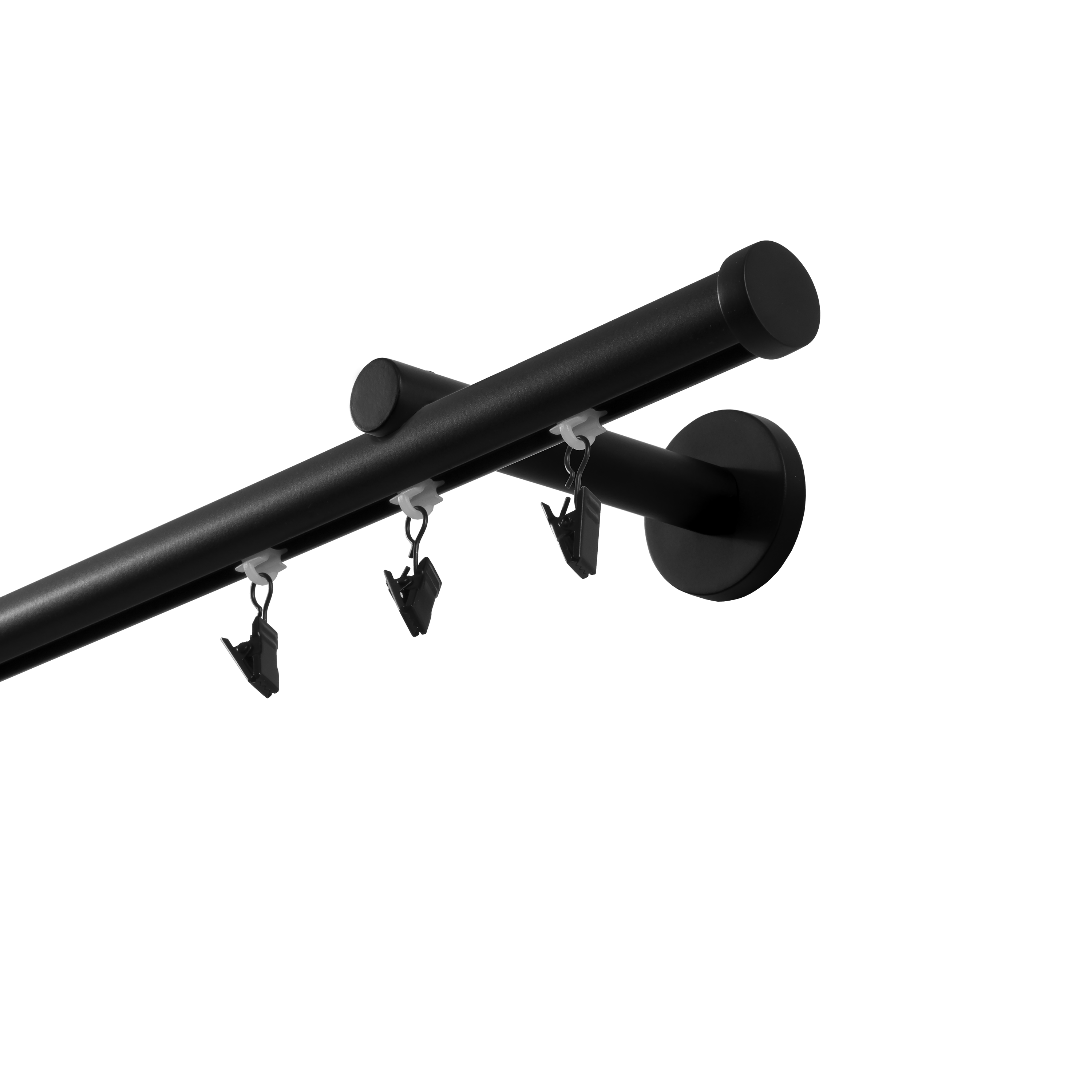 Karnisz sufitowy pojedynczy w pełni przesuwny 250 cm czarny 20 mm