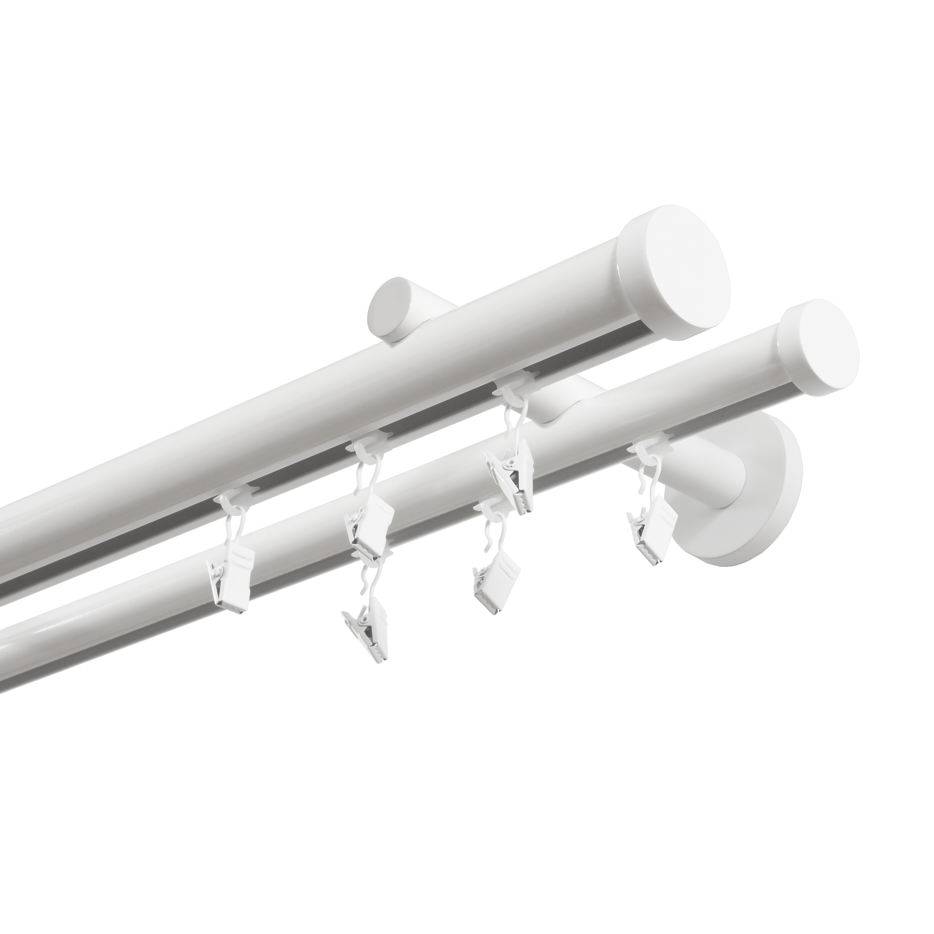 Karnisz podwójny w pełni przesuwny 150 cm biały 20/28 mm