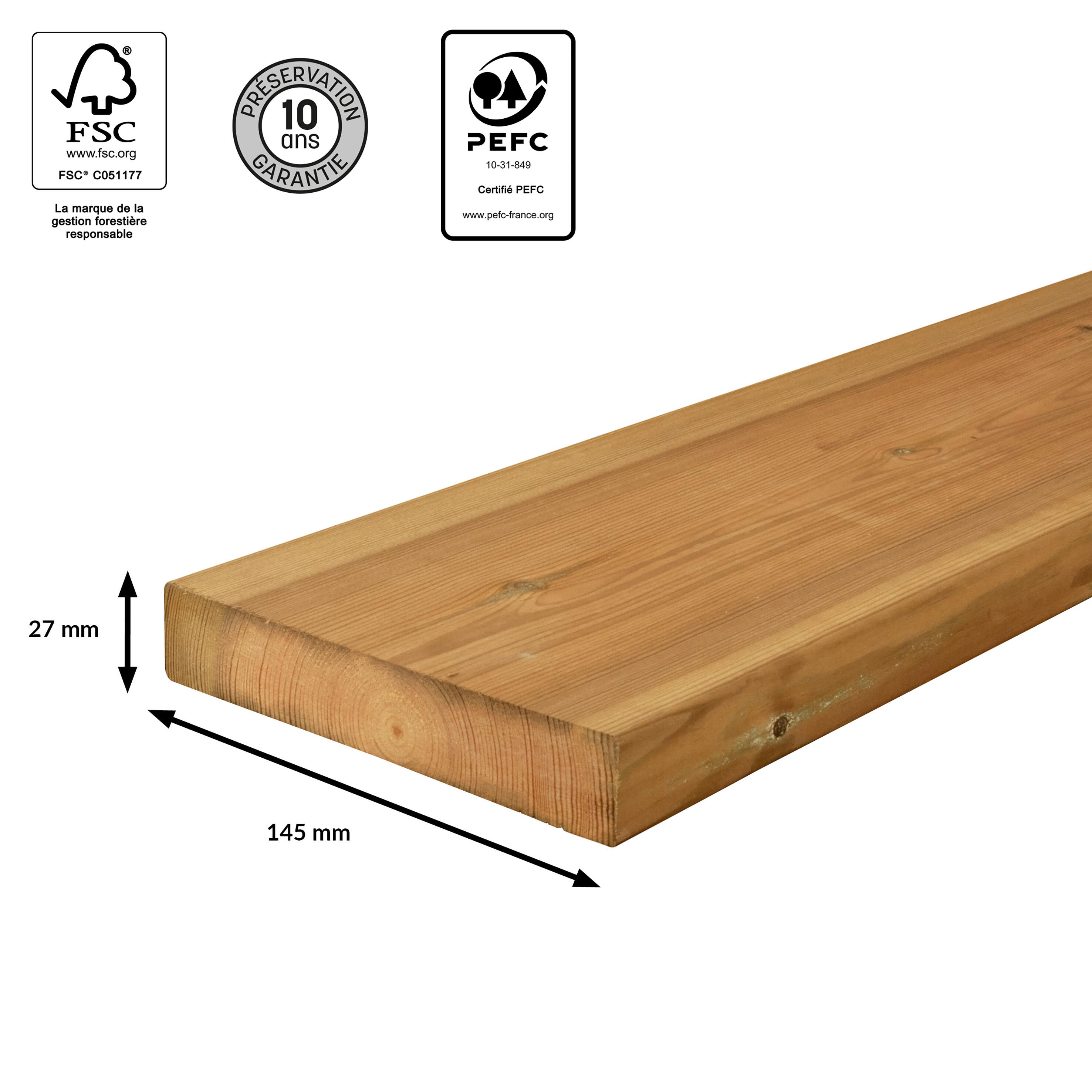 Lama madera de pino 14.5 x 240 cm y 27 mm verde ISB clase de uso 4 - 2