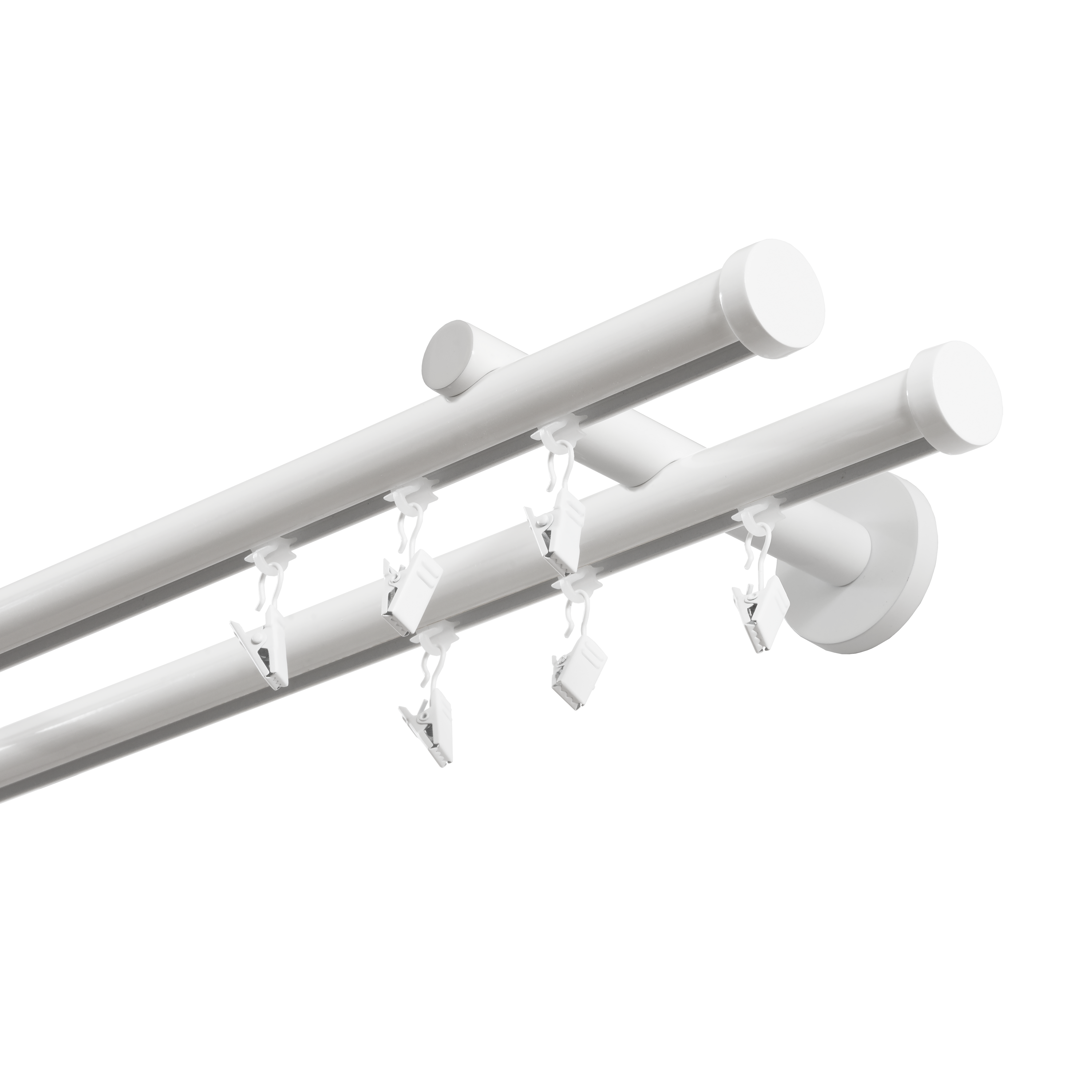Karnisz podwójny w pełni przesuwny 150 cm biały 20 mm