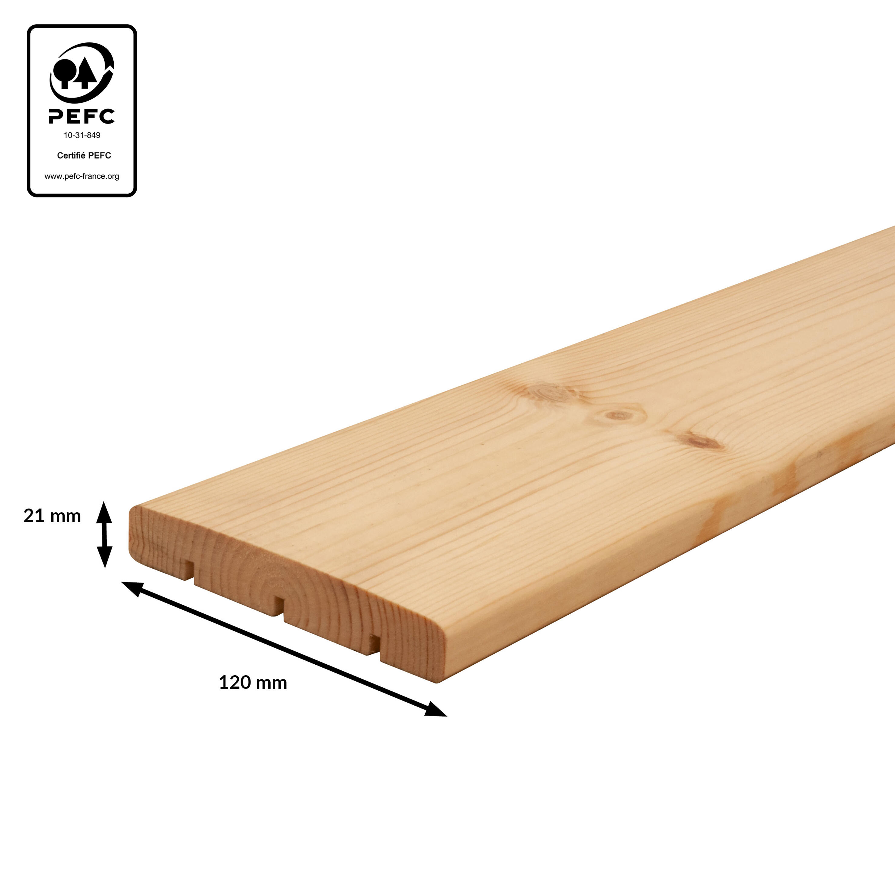 Lama madera de pino 12 x 240 cm y 21 mm verde ISB clase de uso 3 - 7