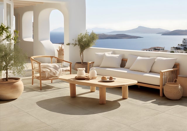 Carrelage sol extérieur effet pierre l.60 x L.60 cm - Château Beige