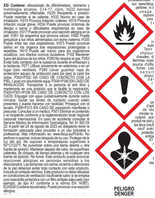 Espuma de poliuretano QUILOSA Orbafoam fijación 60 segundos 750 ml para paredes en color amarillo. Tiempo de secado 1 minuto. Aplicación con pistola. - 7