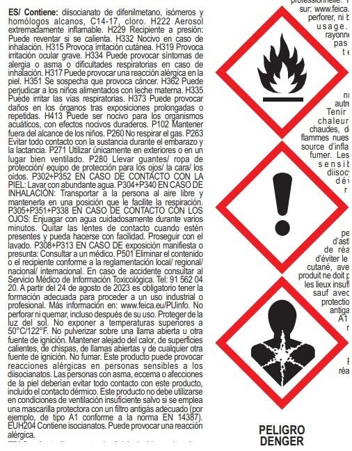 Espuma de poliuretano QUILOSA Orbafoam fijación 60 segundos 750 ml para paredes en color amarillo. Tiempo de secado 1 minuto. Aplicación manual. - 6